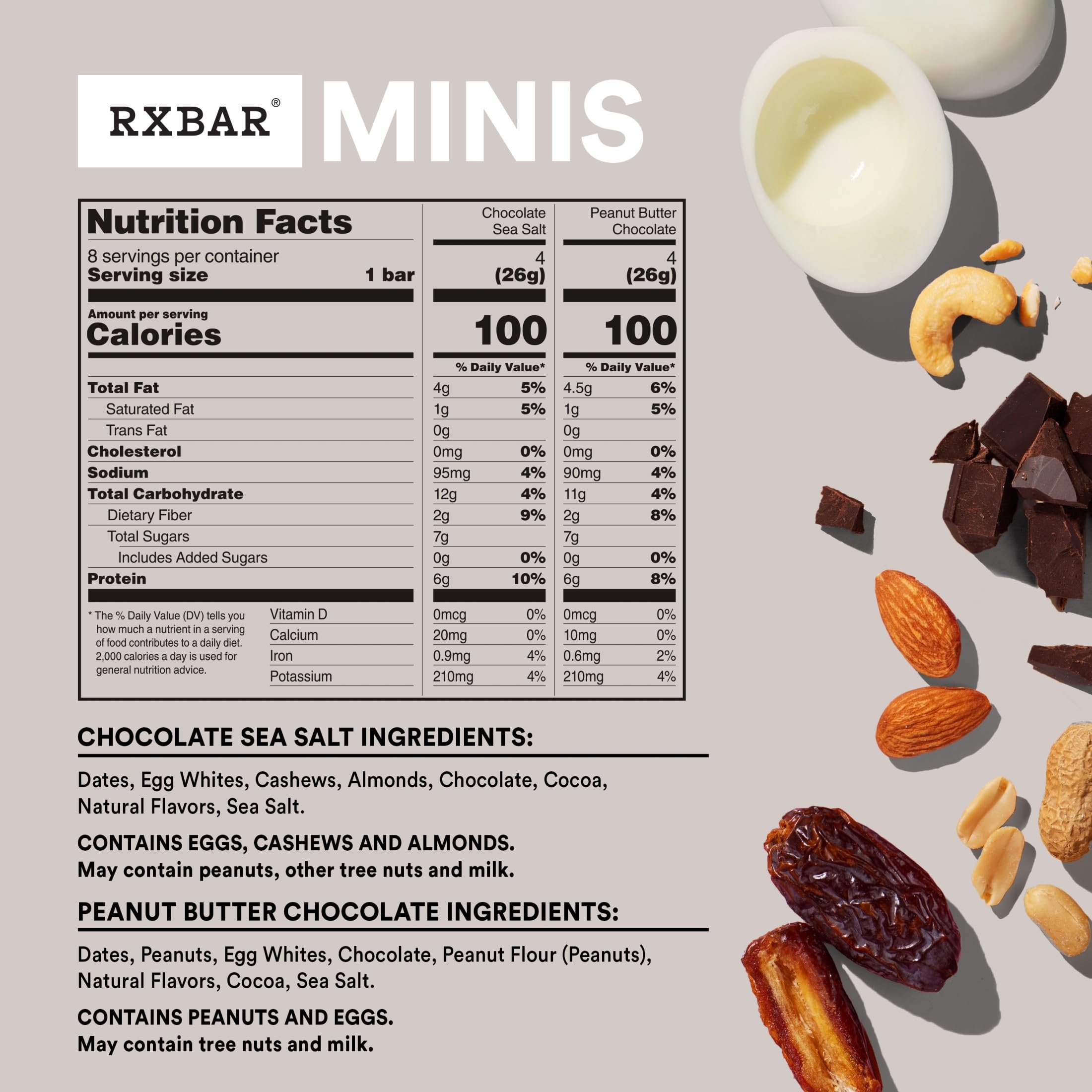 RXBAR Minis caja abierta con barras visibles lista para llevar