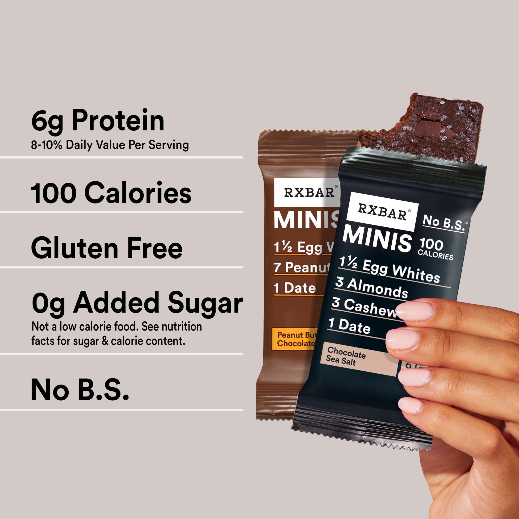 RXBAR Minis servido junto a una taza de café para desayuno rápido