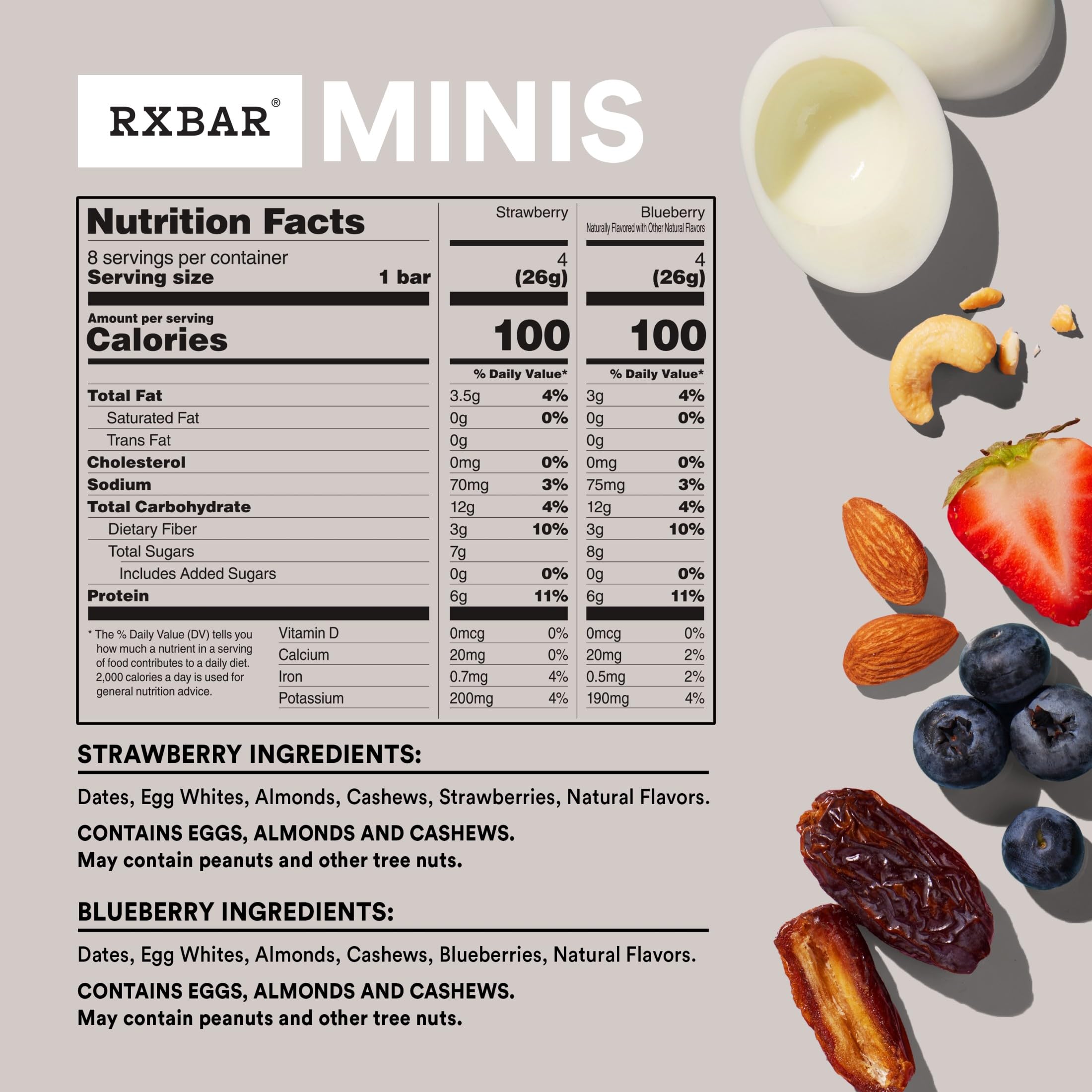RXBAR Minis textura de la barrita con frutos secos visible y masticabilidad natural