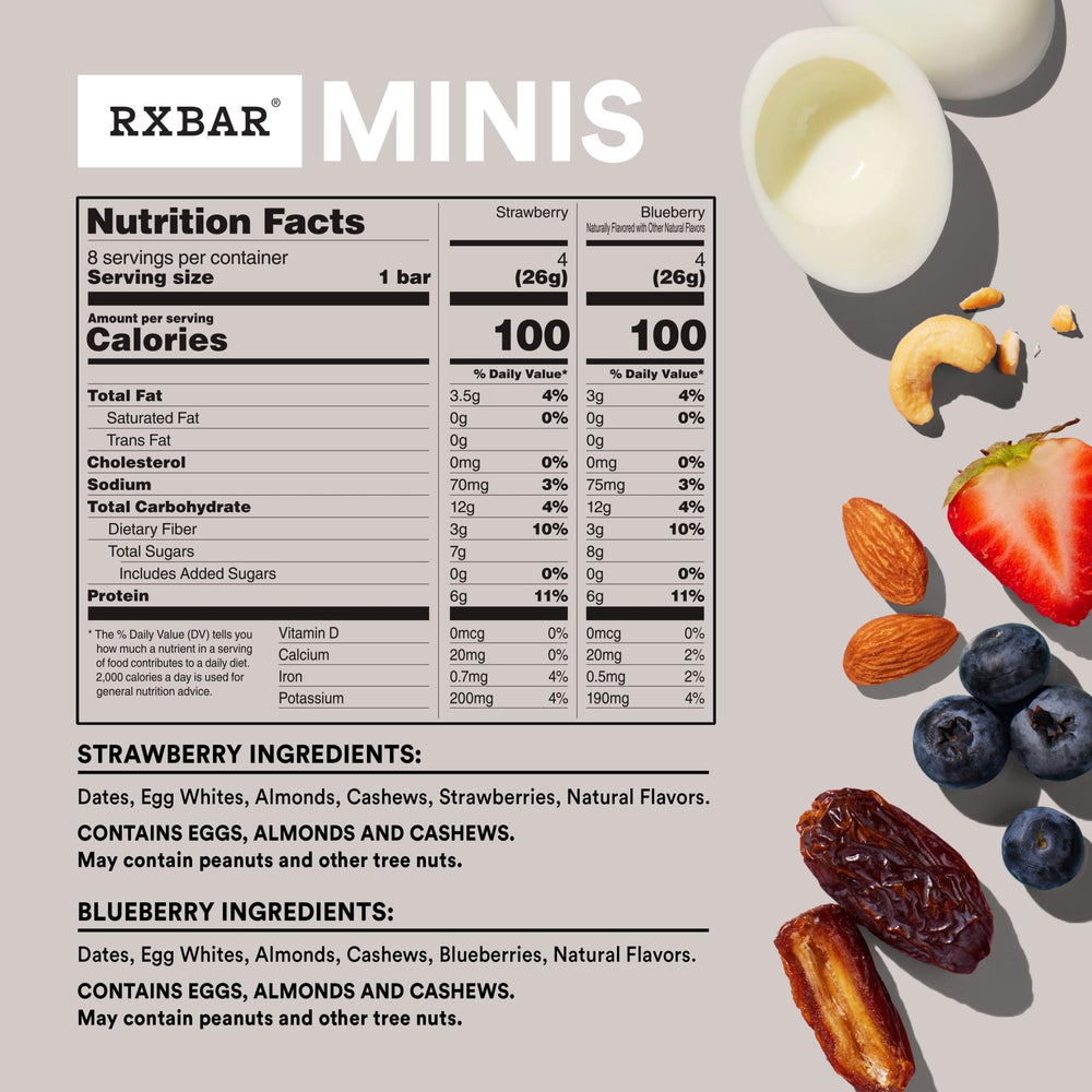 RXBAR Minis textura de la barrita con frutos secos visible y masticabilidad natural