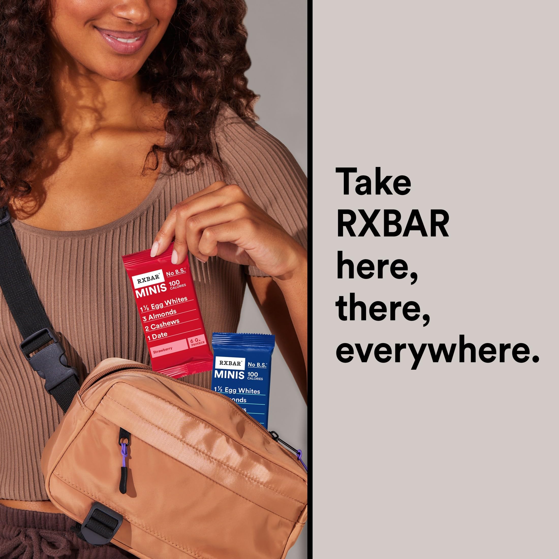 RXBAR Minis ingredientes clave almendra anacardo dátiles y claras de huevo reconocibles
