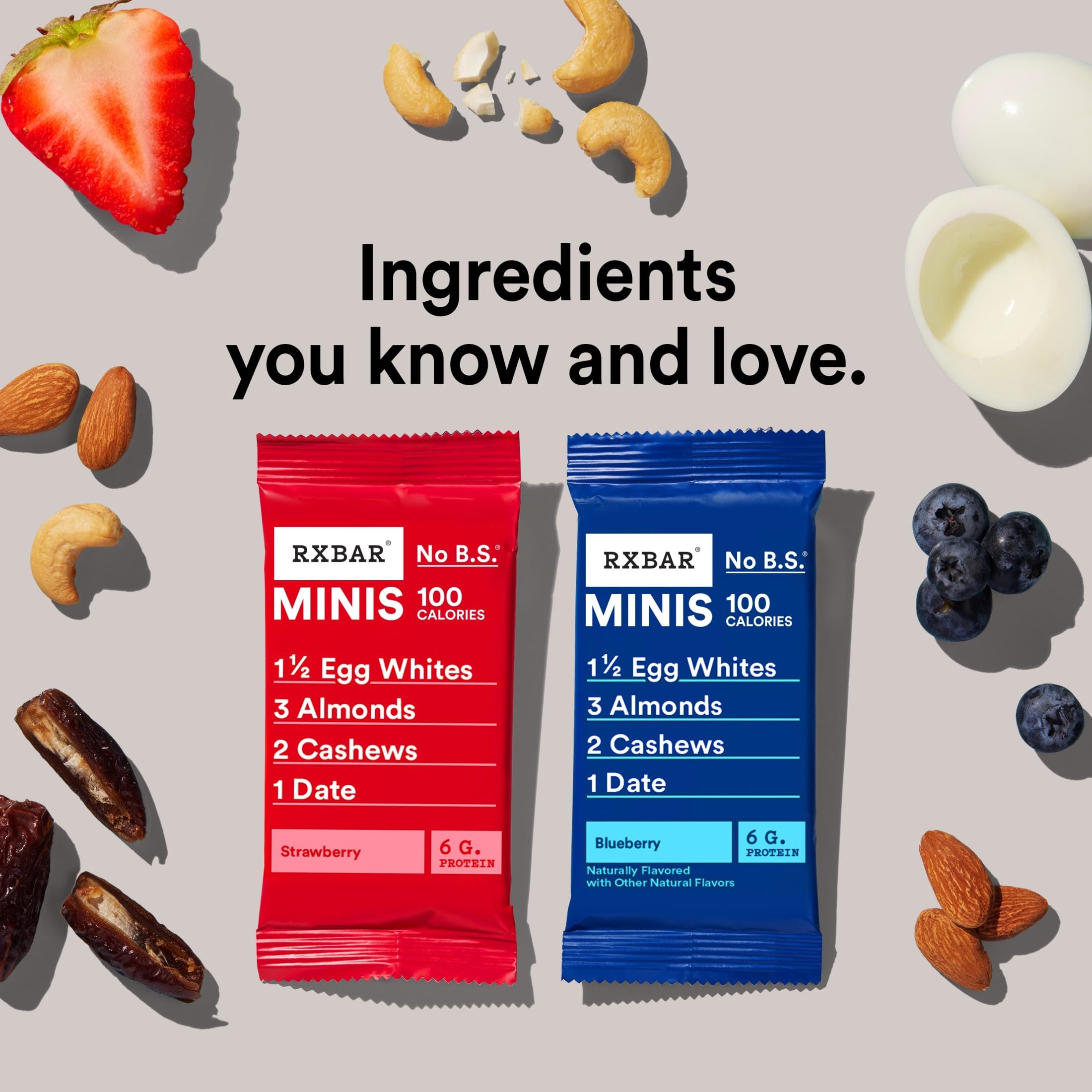 RXBAR Minis comparación de tamaño en mano para apreciar su formato práctico