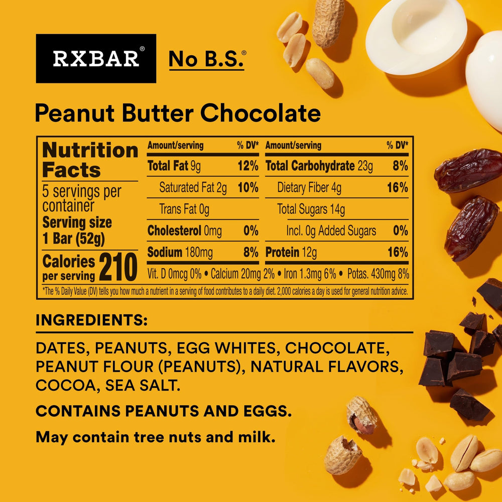 RXBAR detalle de textura con cacahuates y chocolate para sabor real