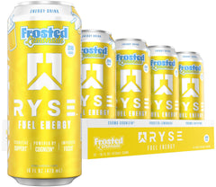 RYSE Fuel lata frente Frosted Lemonade mostrando diseño y energía
