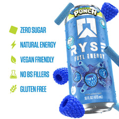 RYSE bebida gasificada detalle de espuma resaltando frescura y efecto refrescante