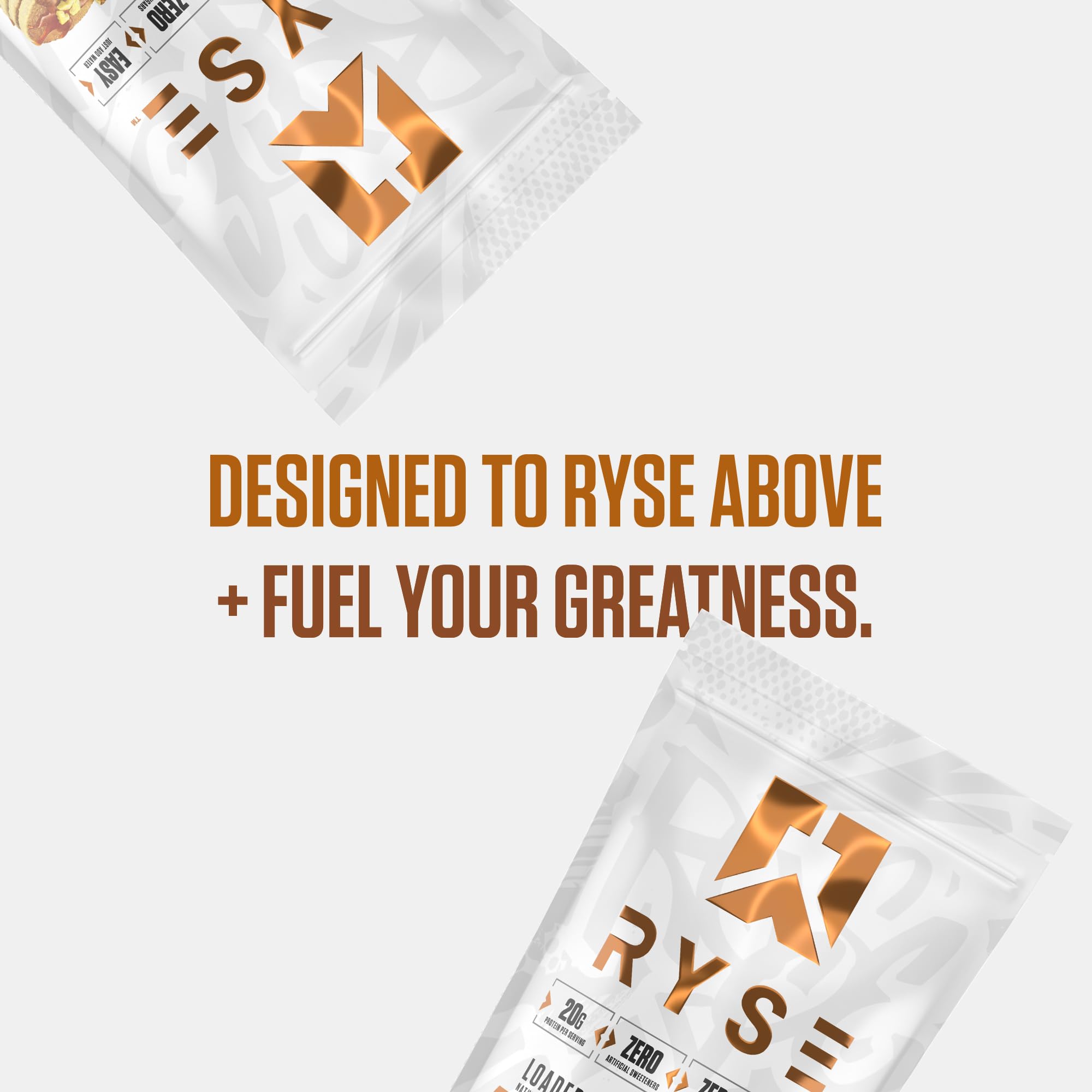 RYSE Up Supplements porción servida junto a una regla para visualizar tamaño