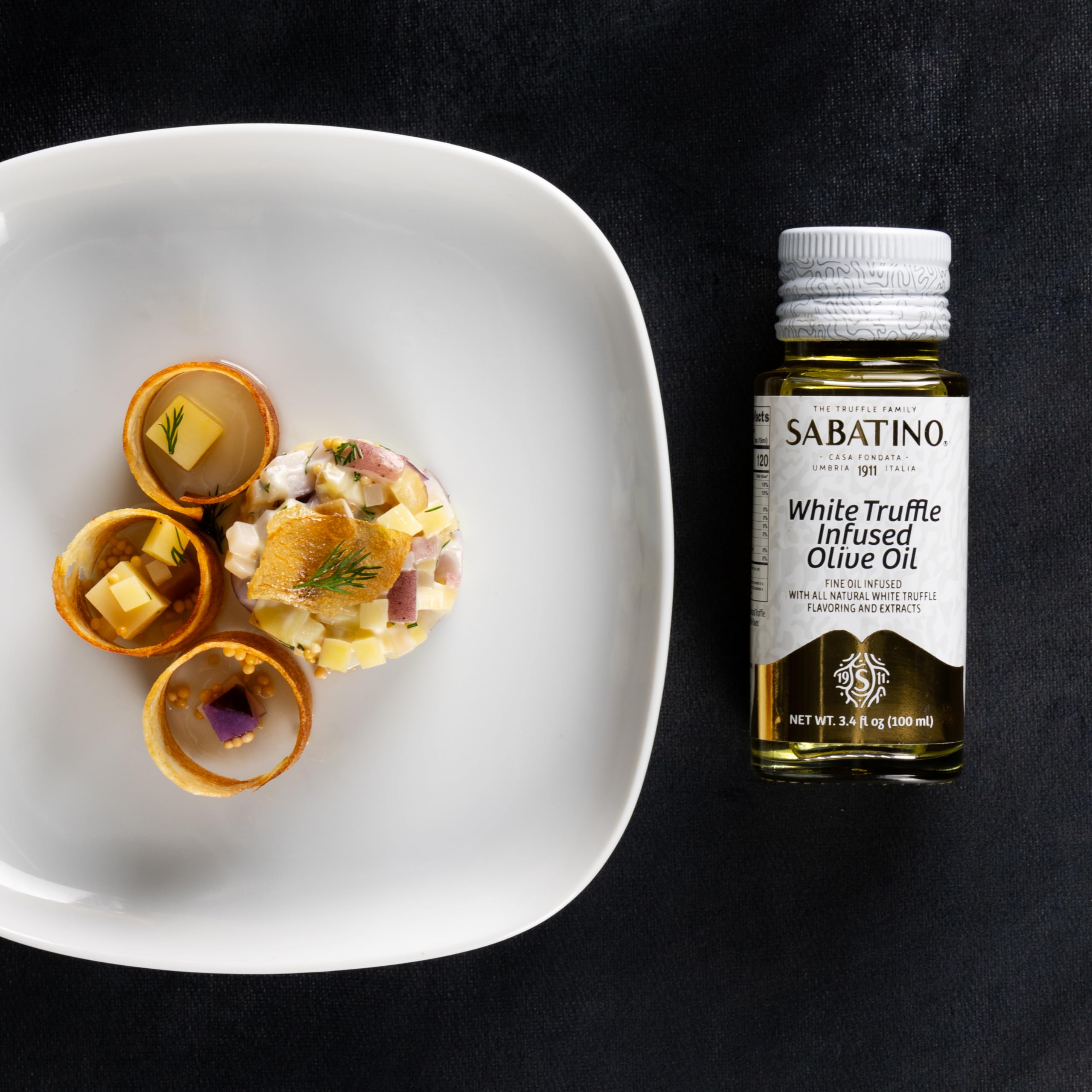 Sabatino Tartufi etiqueta con sello OU certificación kosher visible