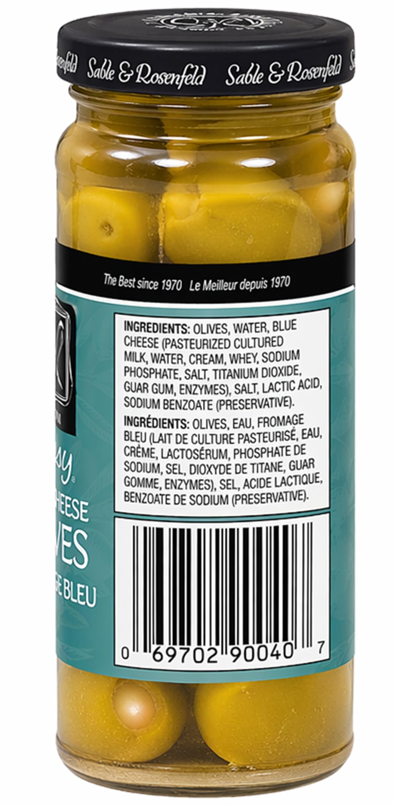 Sable & Rosenfeld comparación de tamaño para mostrar aceitunas grandes en mano
