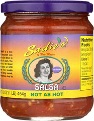 Sadie's frasco frontal mostrando tamaño y marca, fácil identificación