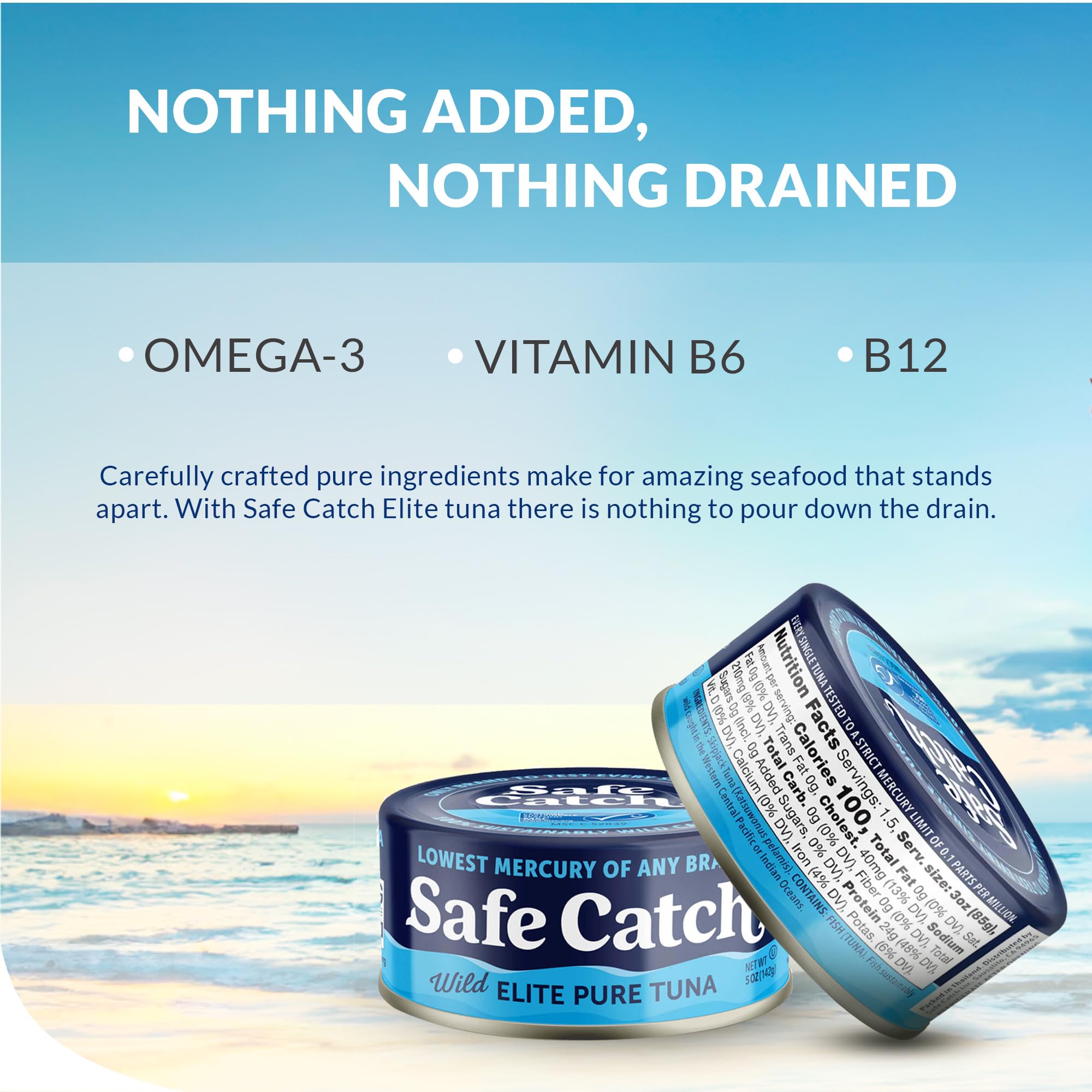 Safe Catch atún servido en ensalada, opción proteica saludable