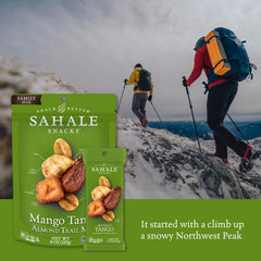 Sahale Snacks bolsa abierta con mezcla visible, práctica para comer al instante