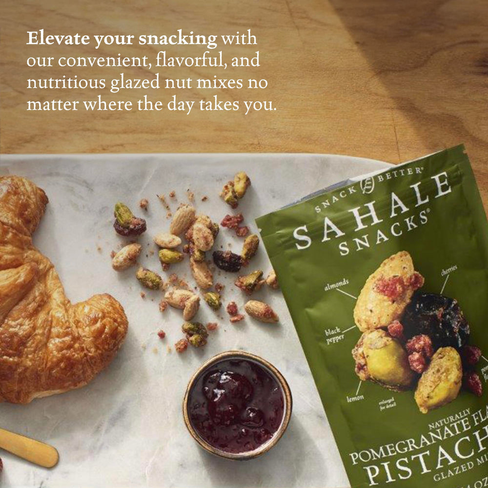 Sahale Snacks etiqueta con certificaciones sin gluten y kosher visible