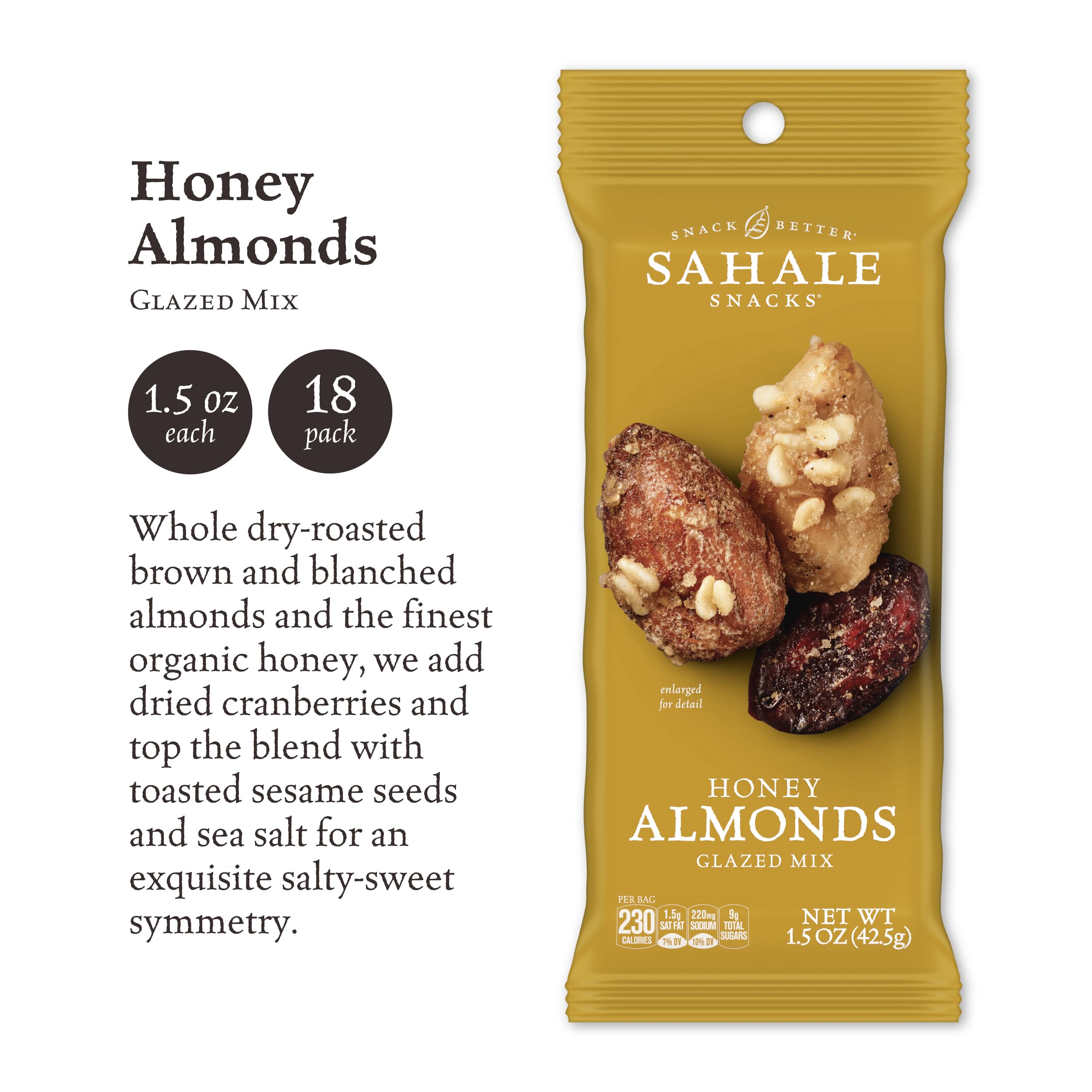 Sahale Snacks primer plano de almendras glaseadas y arándanos, textura crujiente