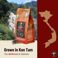 Saigondan paquete de 12 oz en mano para comparar tamaño y escala