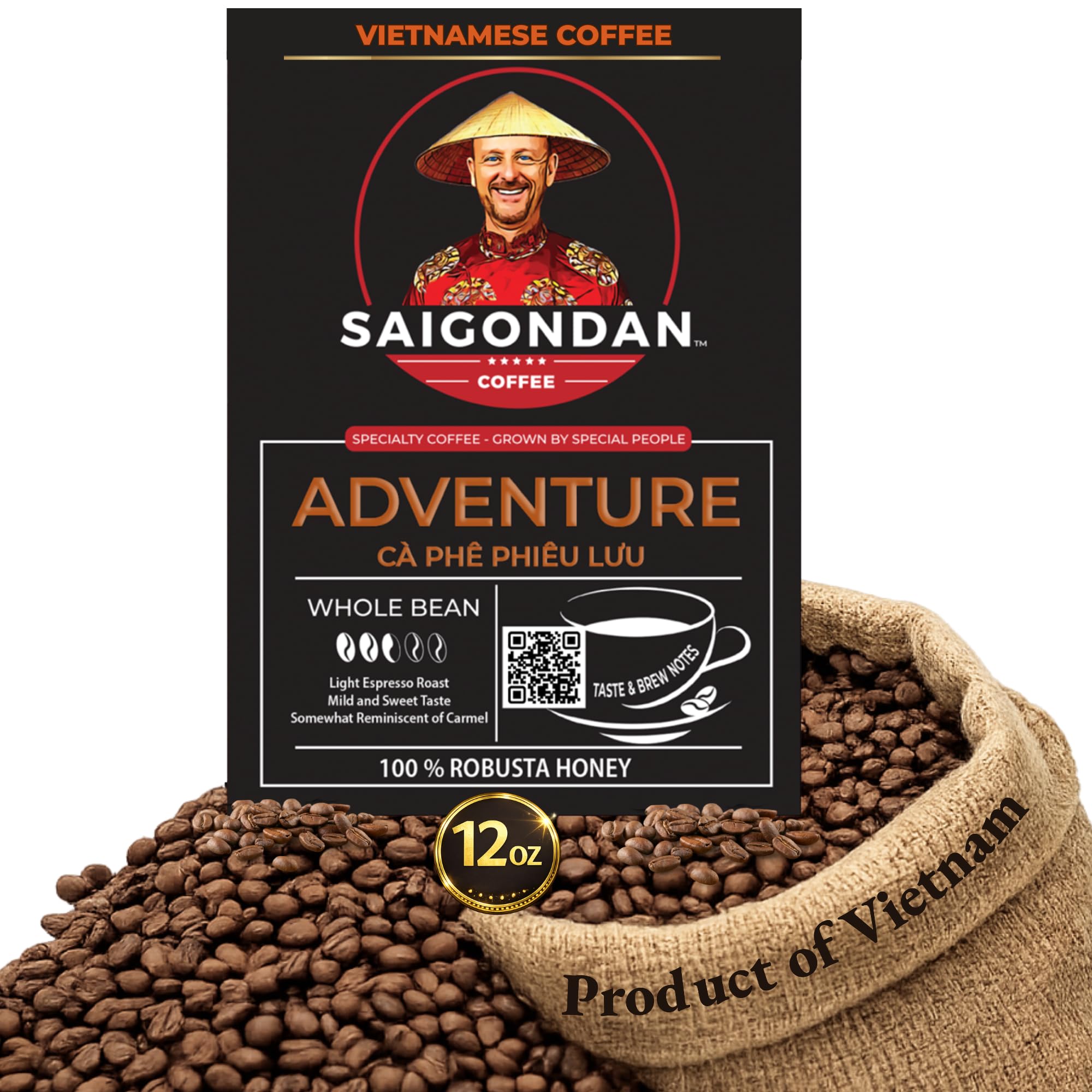 Saigondan primer plano de granos, mostrando textura y tueste ligero