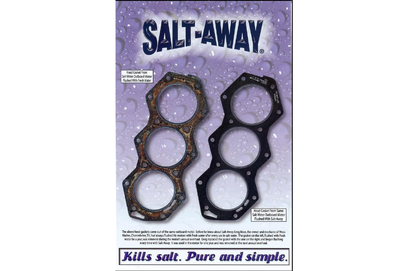 Salt-Away aplicado en motor fueraborda durante limpieza, reduce residuos de sal