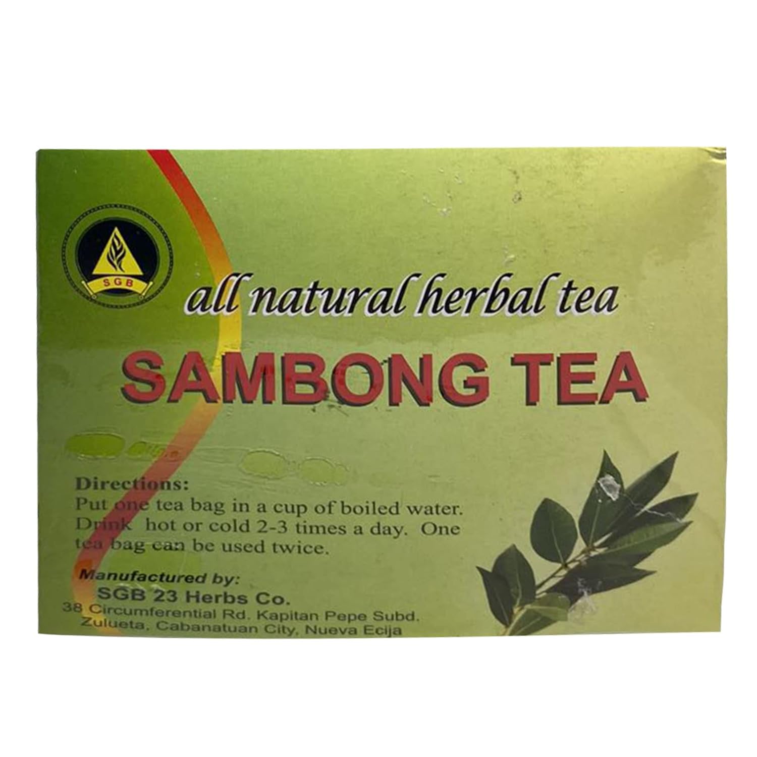 Generic sambong taza en uso con bolsita, preparación fácil y práctica