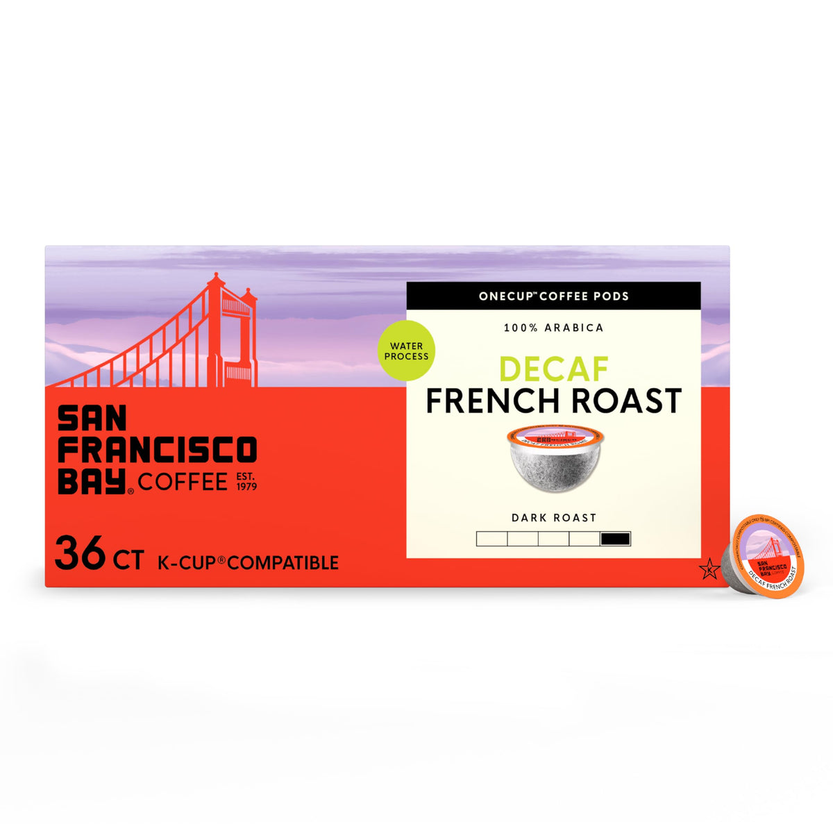 San Francisco Bay caja frontal con 36 cápsulas, conveniencia y sabor