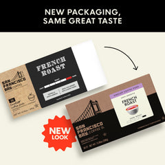 San Francisco Bay primer plano de cápsula compatible con K-Cup y detalle útil
