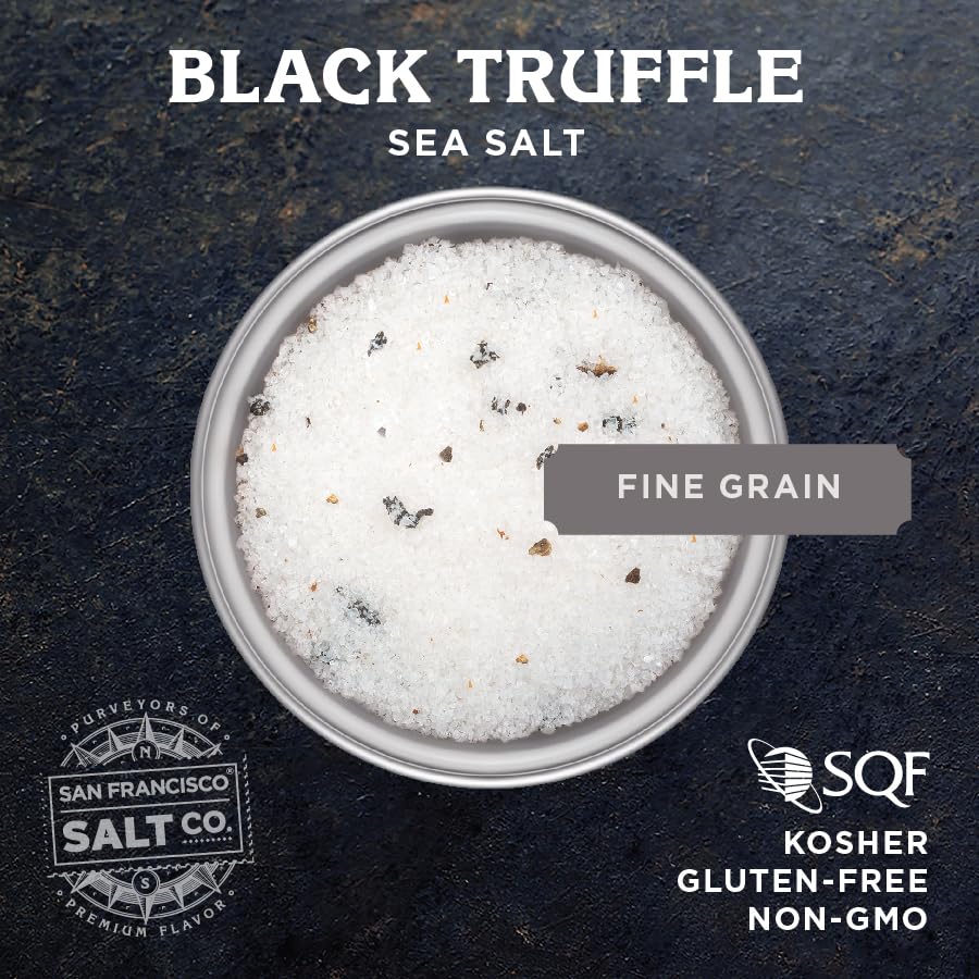 San Francisco Salt Company primer plano de cristales de sal con trufa real destaca textura
