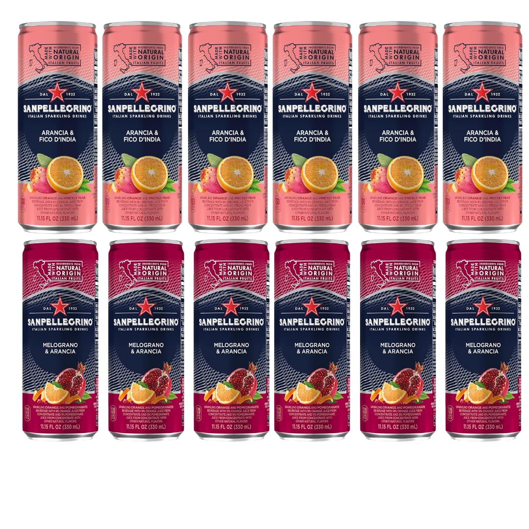 San Pellegrino pack frontal mostrando 6 Pomegranate y 6 Prickly Pear, ideal para reuniones