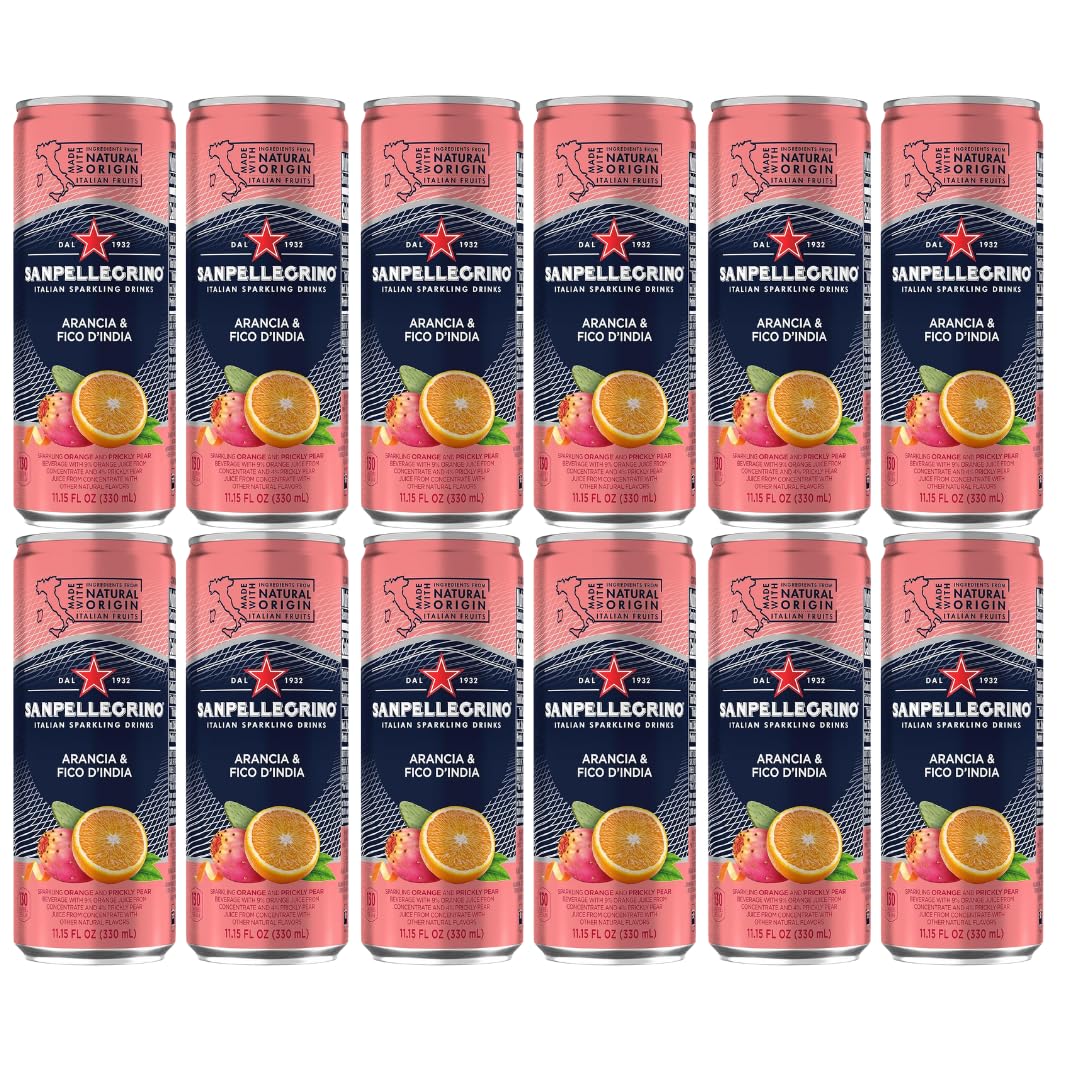 San Pellegrino lata frente mostrado, refresco listo para servir