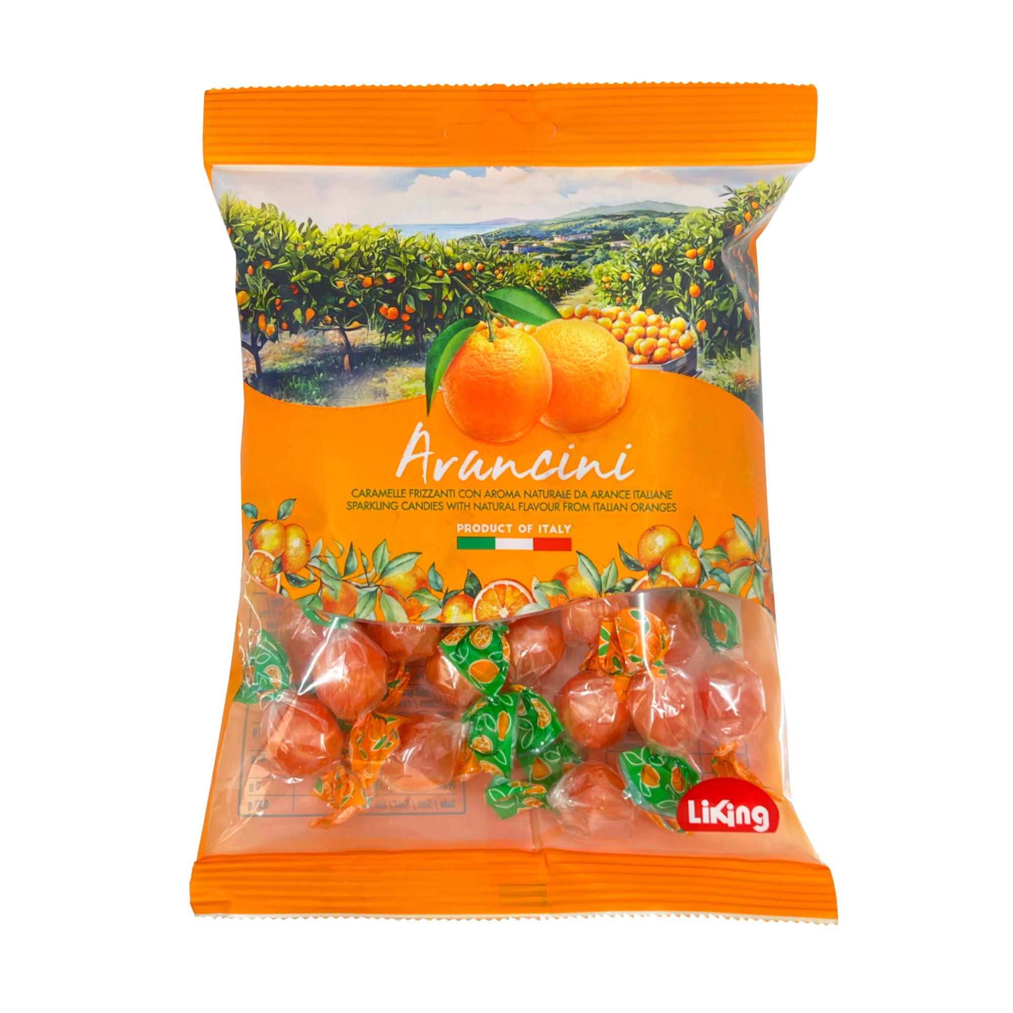 Sanniti arancini caramelos en mano demostrando tamaño y facilidad para compartir