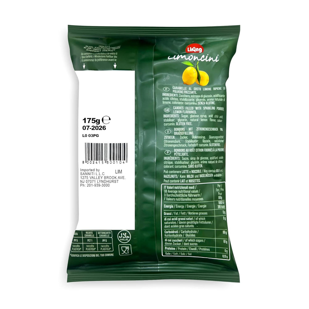 Sanniti Limoncini bolsa abierta con caramelos listos para consumir