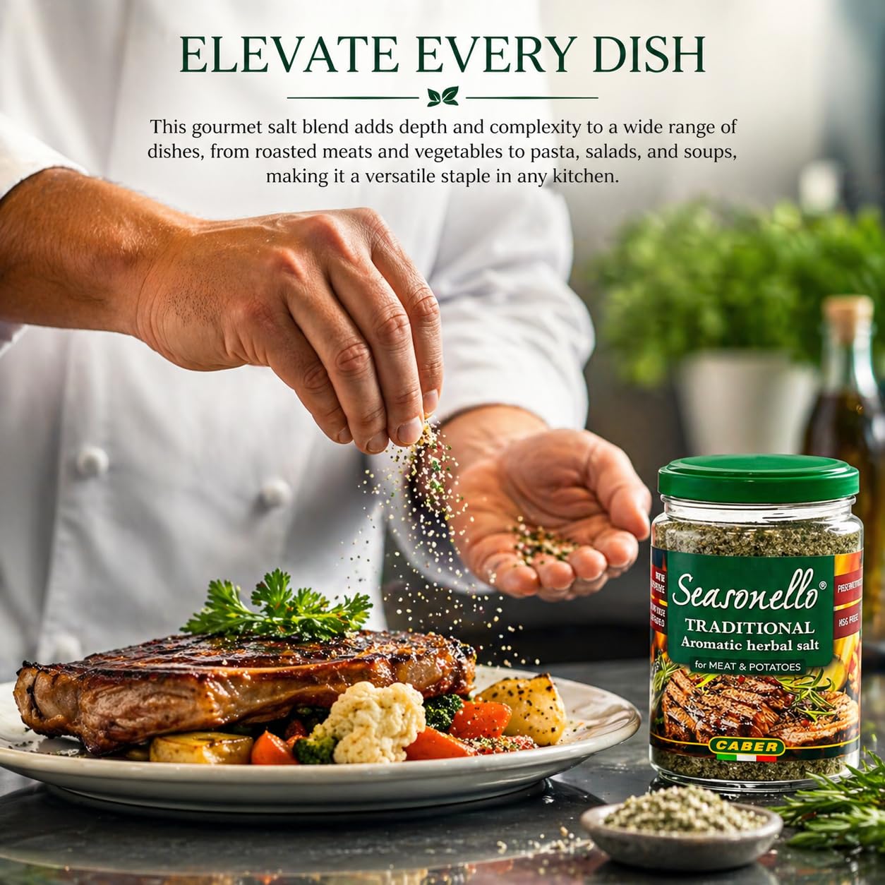 Sanniti Seasonello etiqueta y tapa que muestran ingredientes naturales y sin gluten