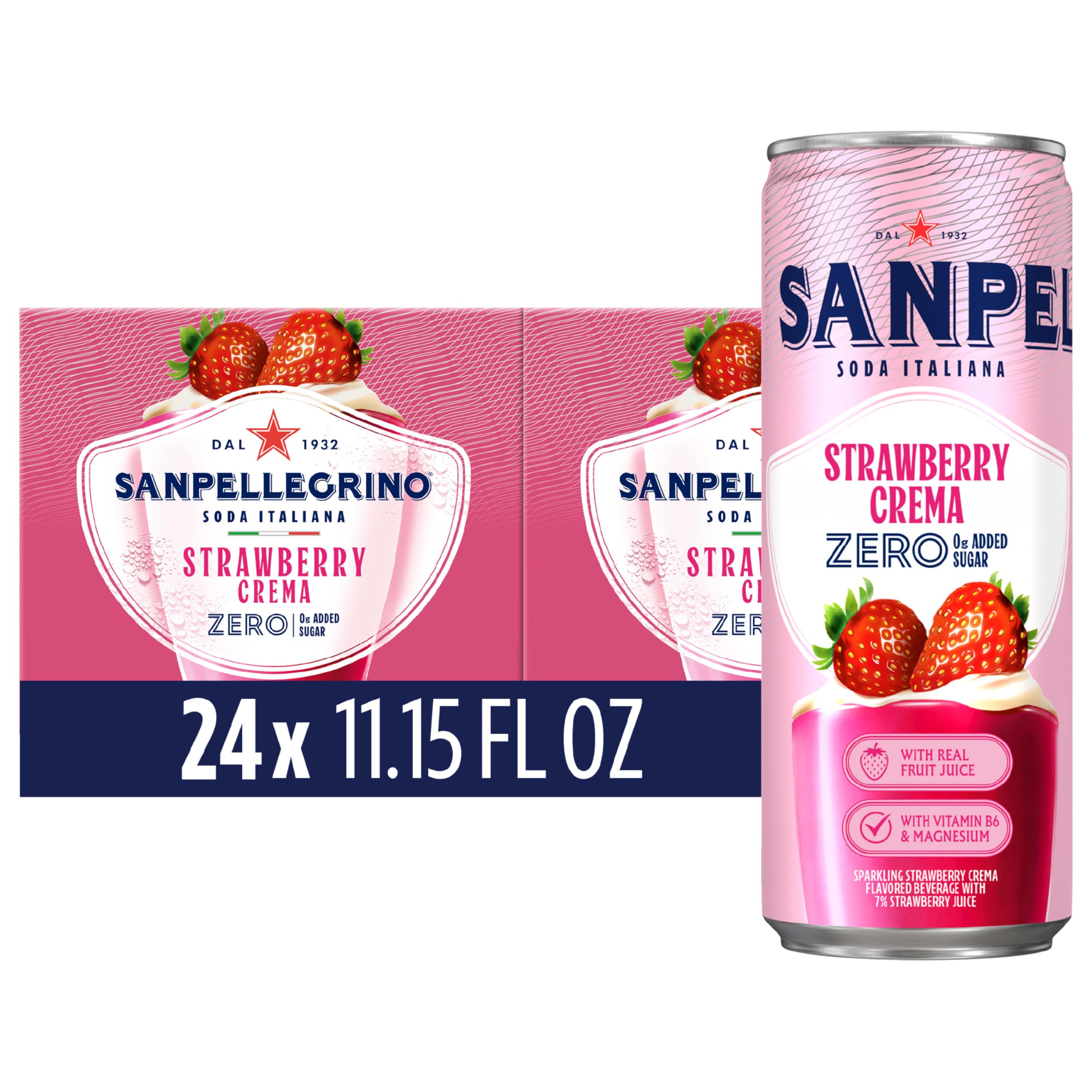 San Pellegrino lata frontal del pack mostrando diseño atractivo y sensación premium