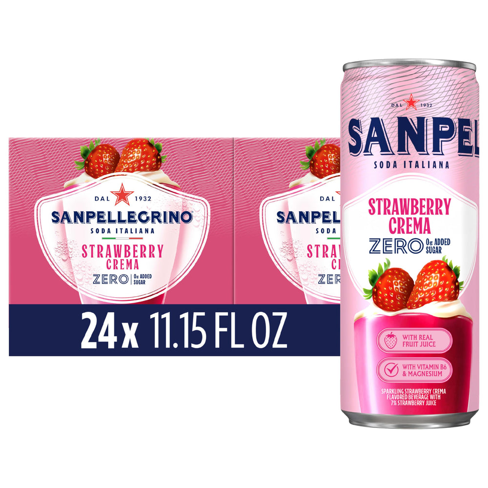 San Pellegrino lata frontal del pack mostrando diseño atractivo y sensación premium