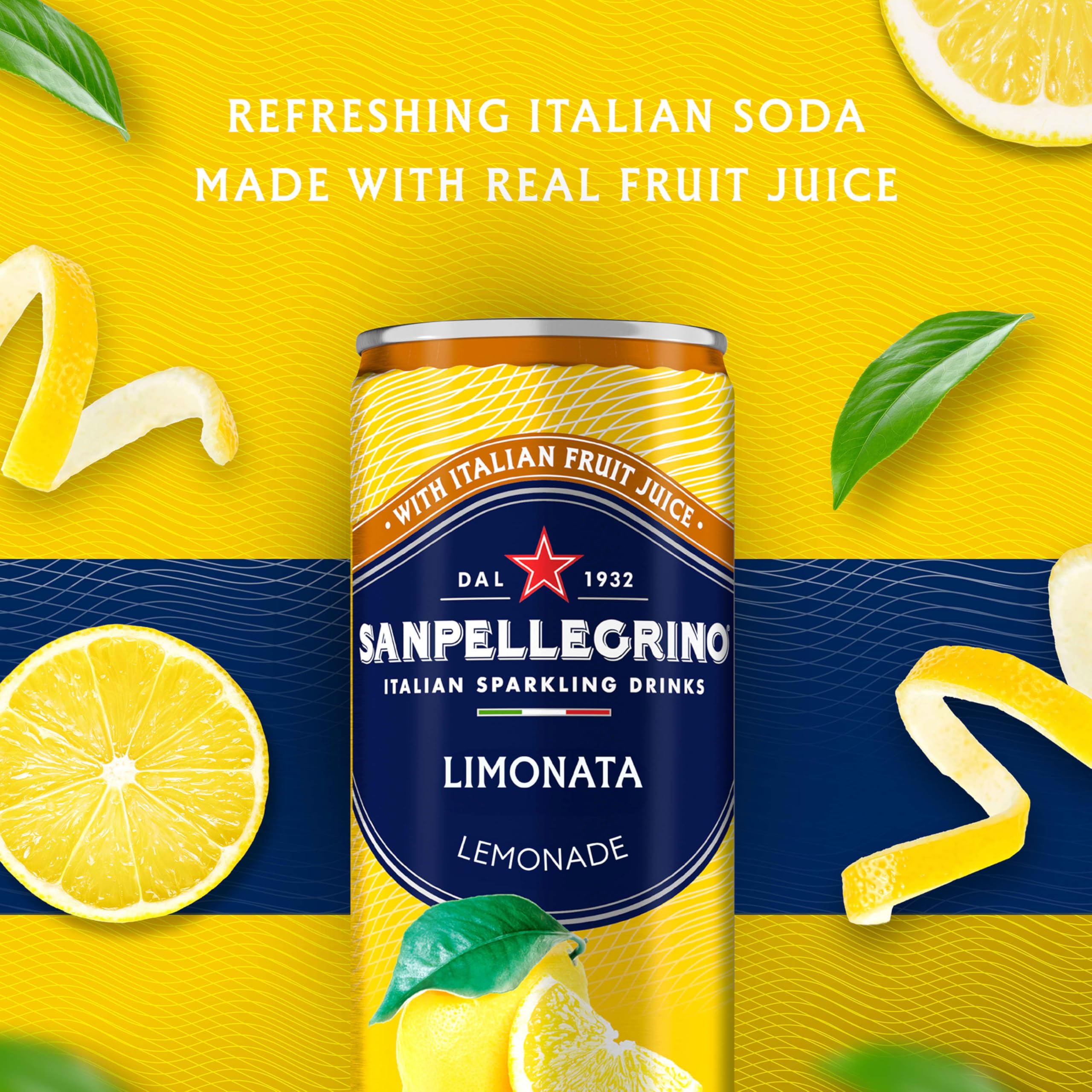 Sanpellegrino detalle de lata mostrando textura metálica y diseño premium