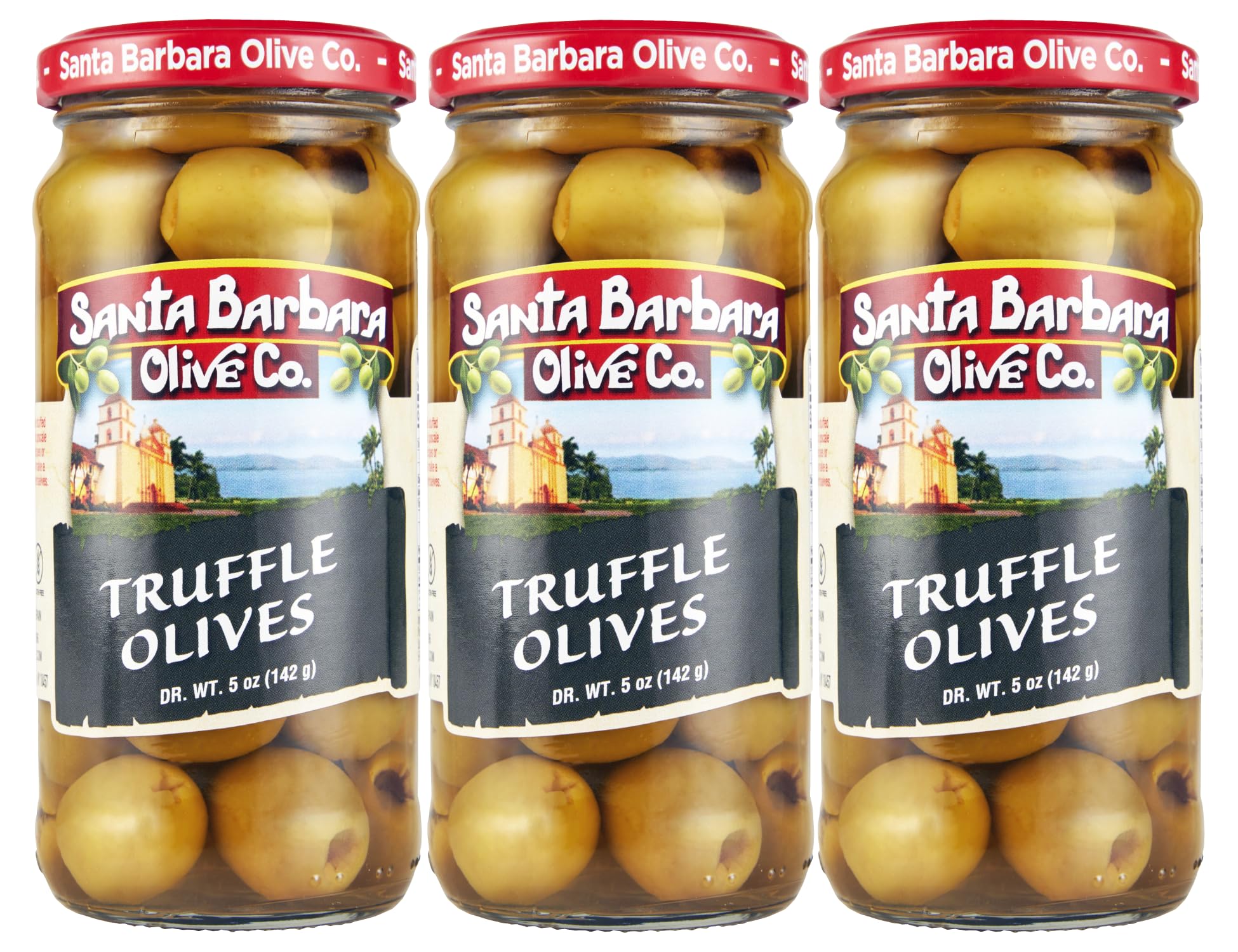 SANTA BARBARA OLIVE CO frente del frasco mostrando etiqueta gourmet