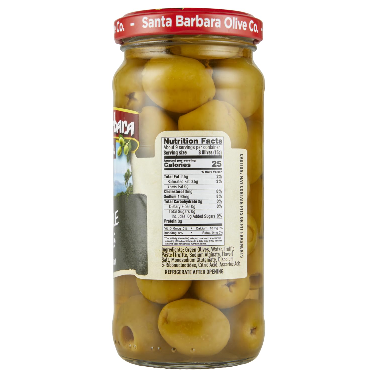 SANTA BARBARA OLIVE CO detalle de textura y relleno de trufa sabroso