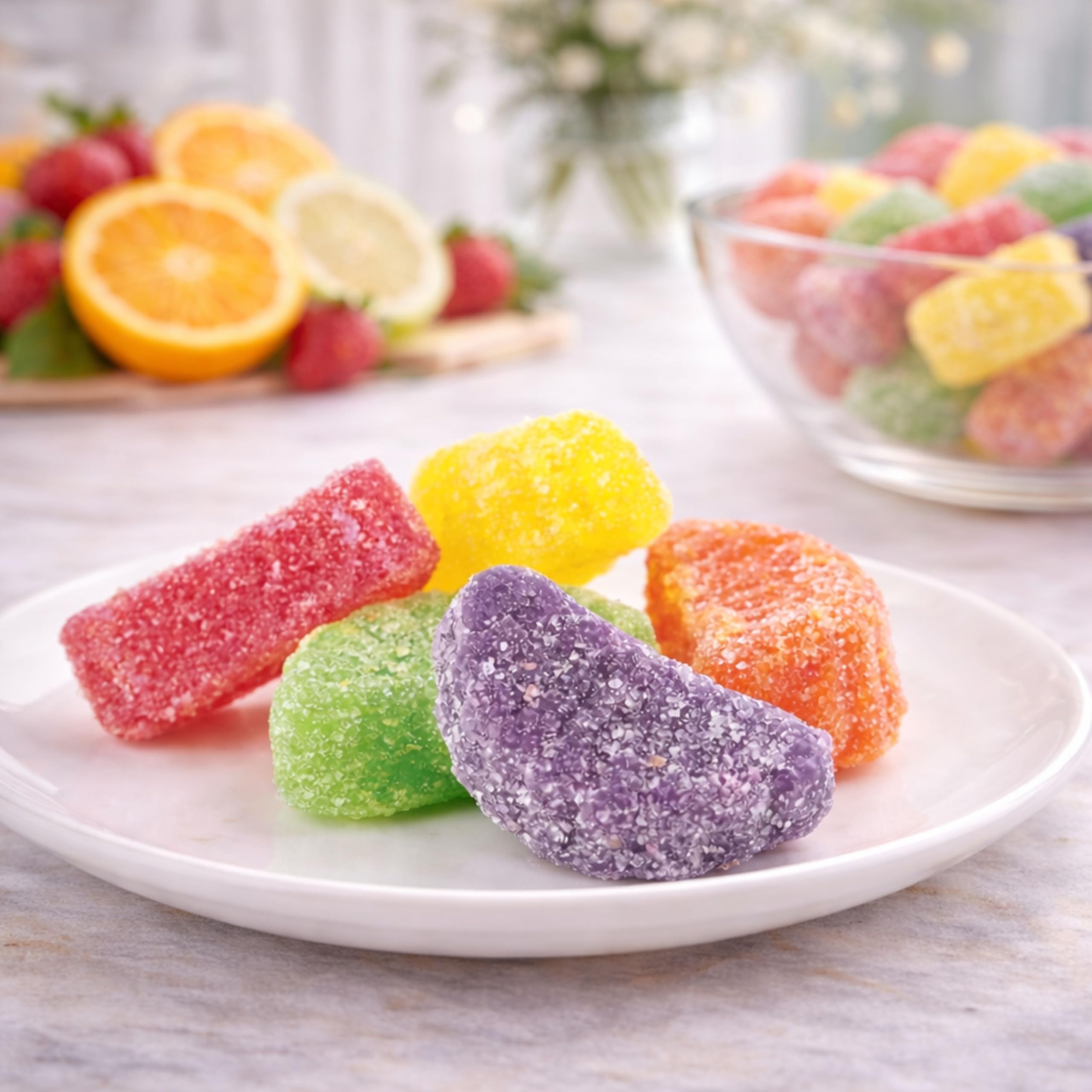 Sarah's Candy Factory cuñas surtidas desplegadas para servir en bandeja