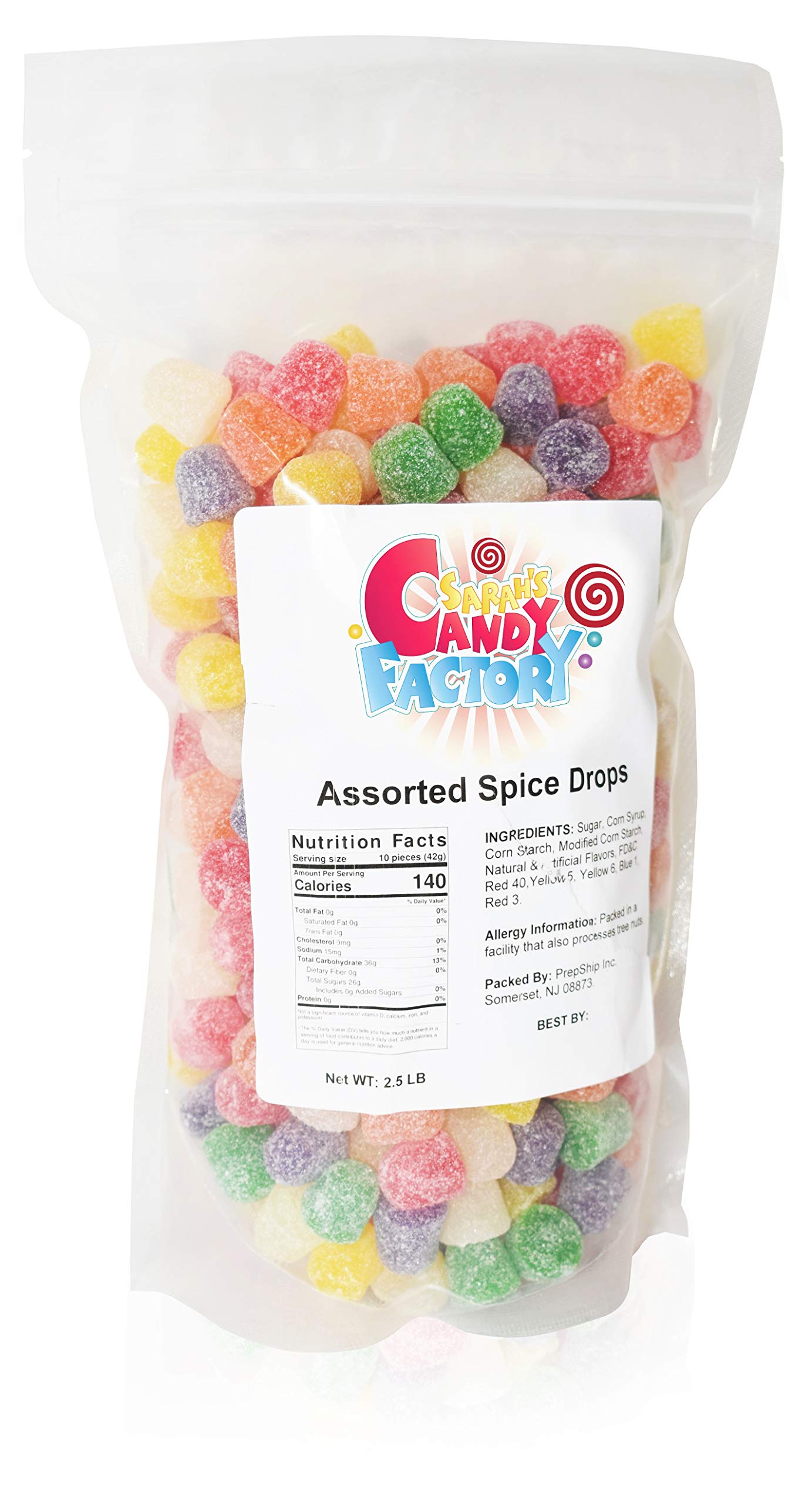 Sarah's Candy Factory primer plano de textura gomosa y color de los Spice Drops