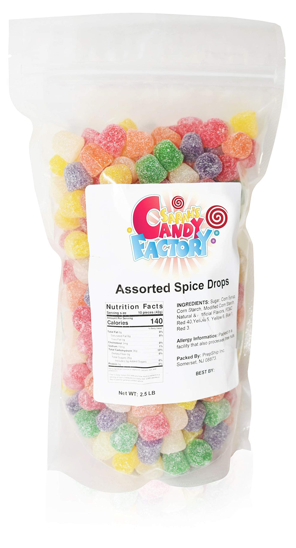 Sarah's Candy Factory primer plano de textura gomosa y color de los Spice Drops