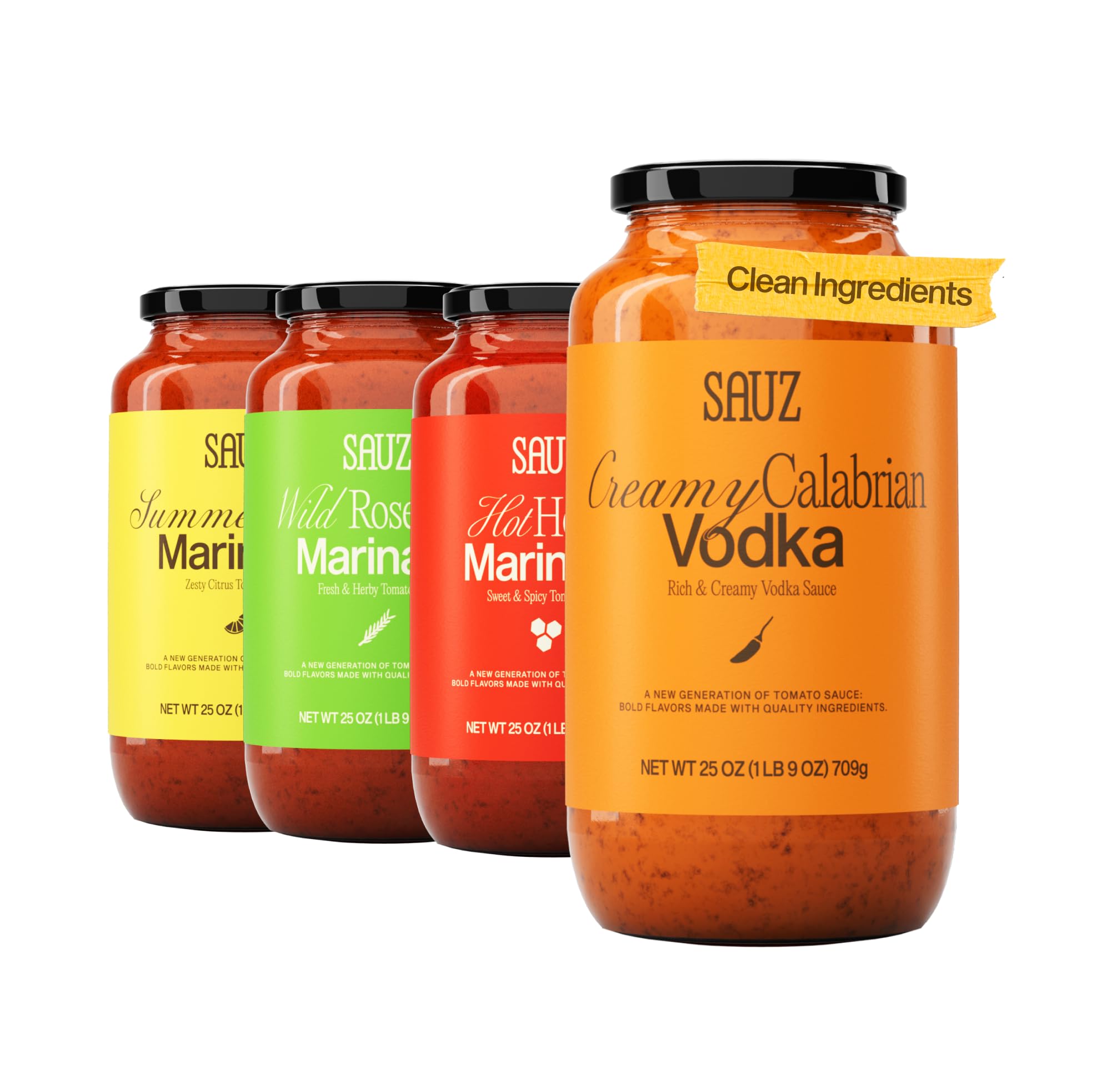 Sauz pack frontal de 4 frascos mostrando variedad y conveniencia