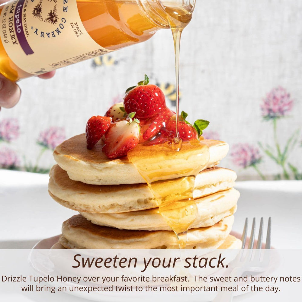Savannah Bee Company detalle de etiqueta que indica miel Tupelo monofloral