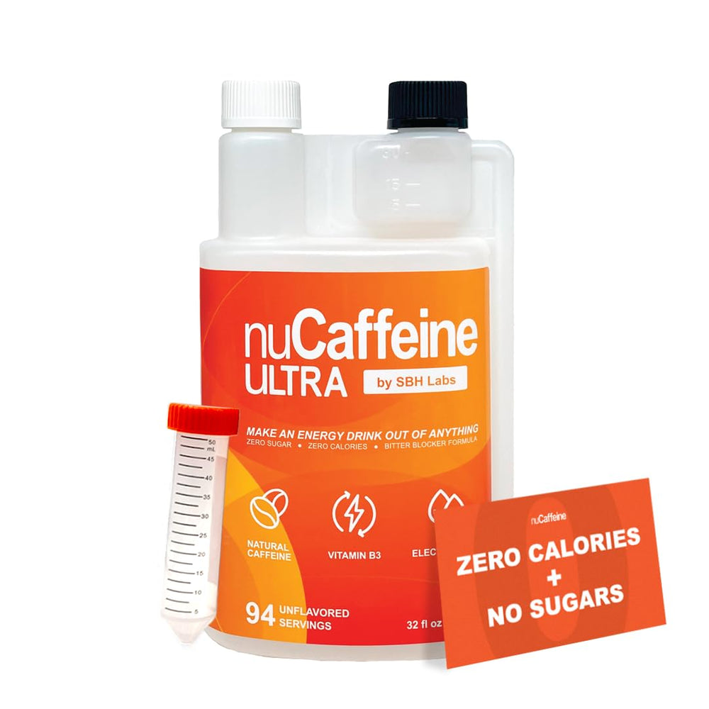 SBH Labs envase frontal de nuCaffeine Ultra mostrando diseño y cantidad