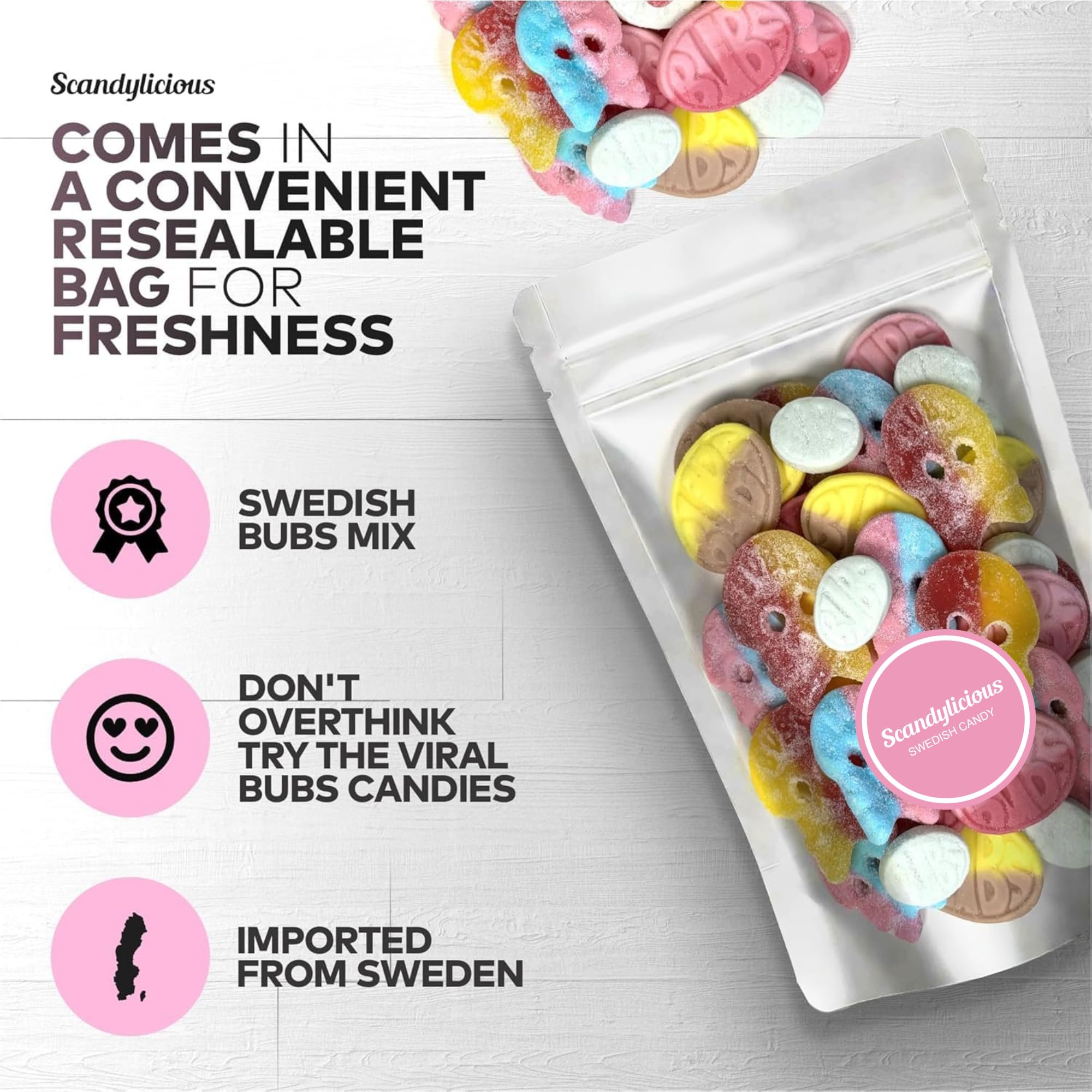 Scandylicious Bubs cierre resellable que preserva frescura y conveniencia
