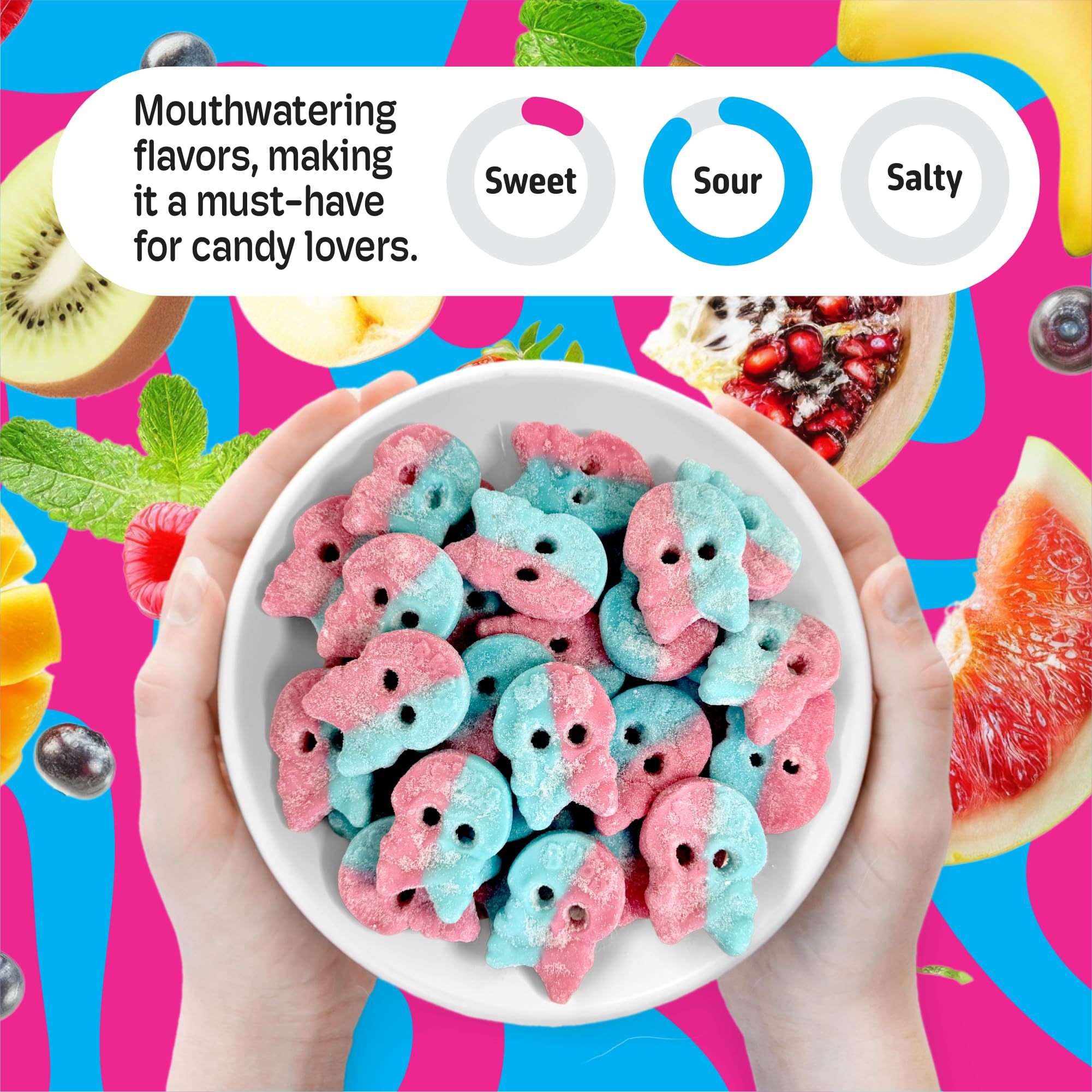 Scandylicious Bubs Dizzy Skulls primer plano de calavera para apreciar forma y acabado
