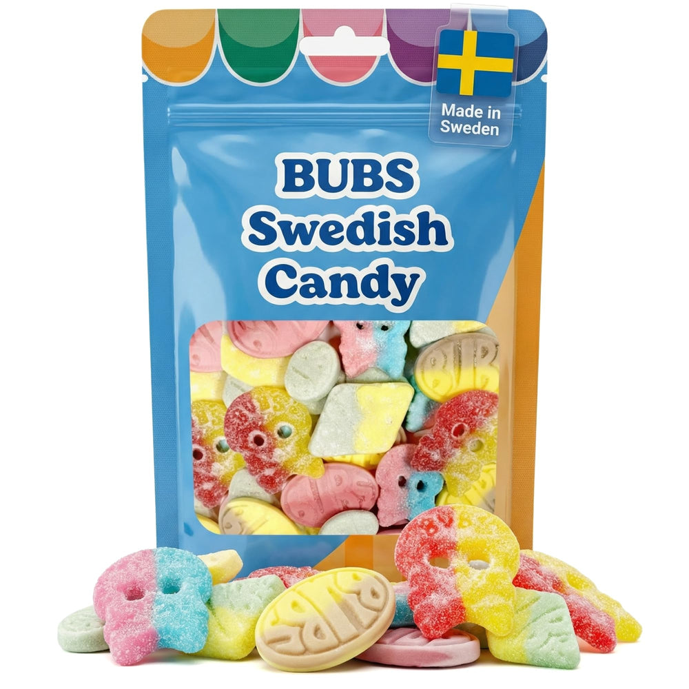 Scandylicious Bubs empaque frontal mostrando mezcla y beneficios veganos