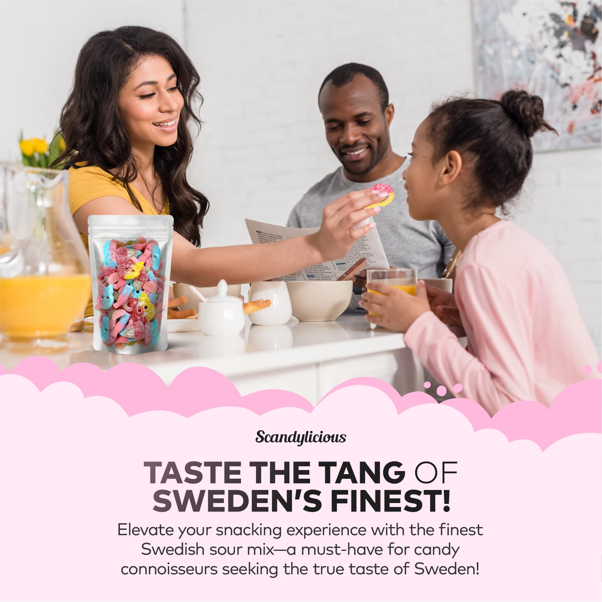 Scandylicious etiqueta con ingredientes, transparencia en origen sueco