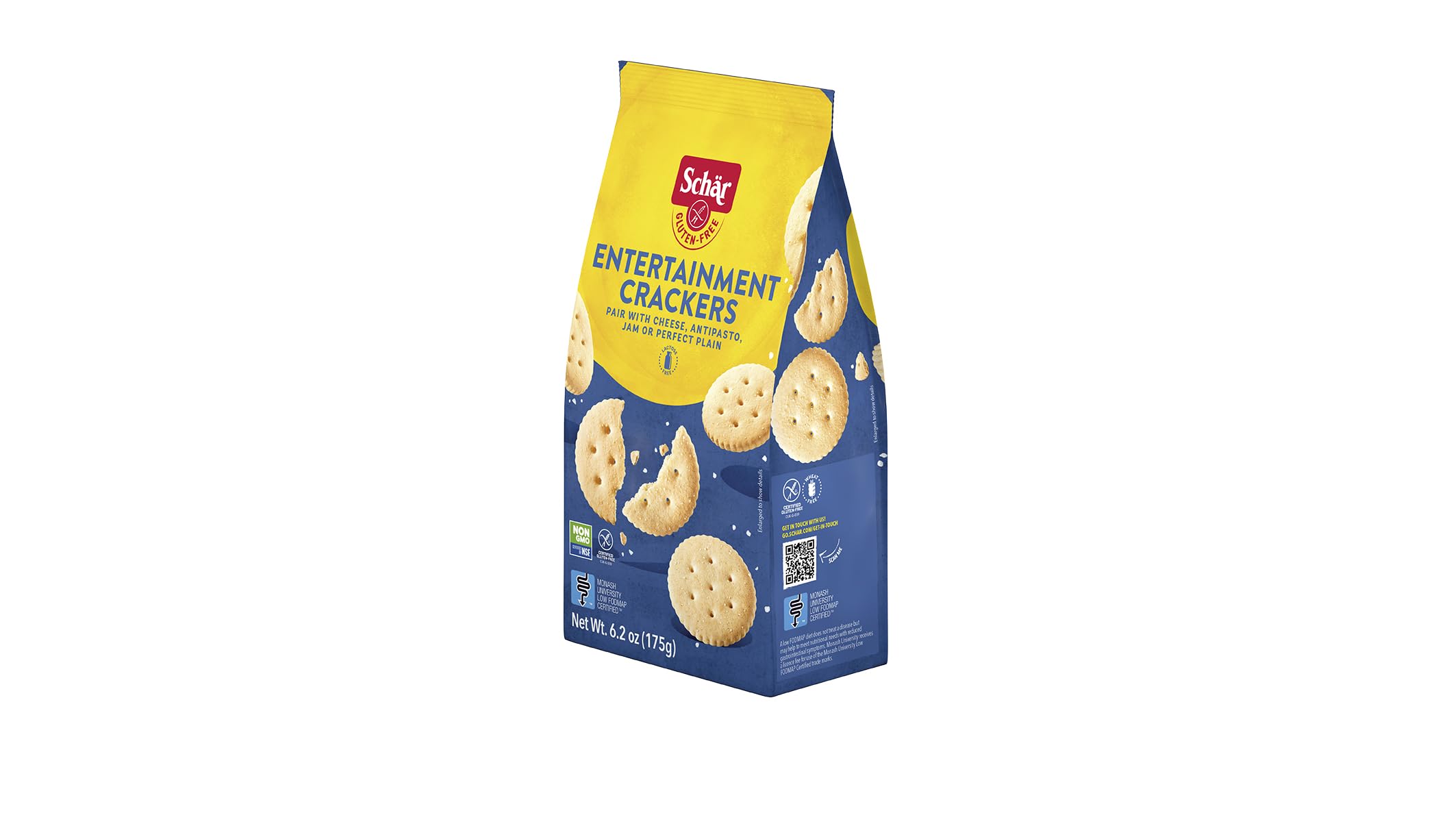 Schär crackers junto a moneda para comparar tamaño y porciones