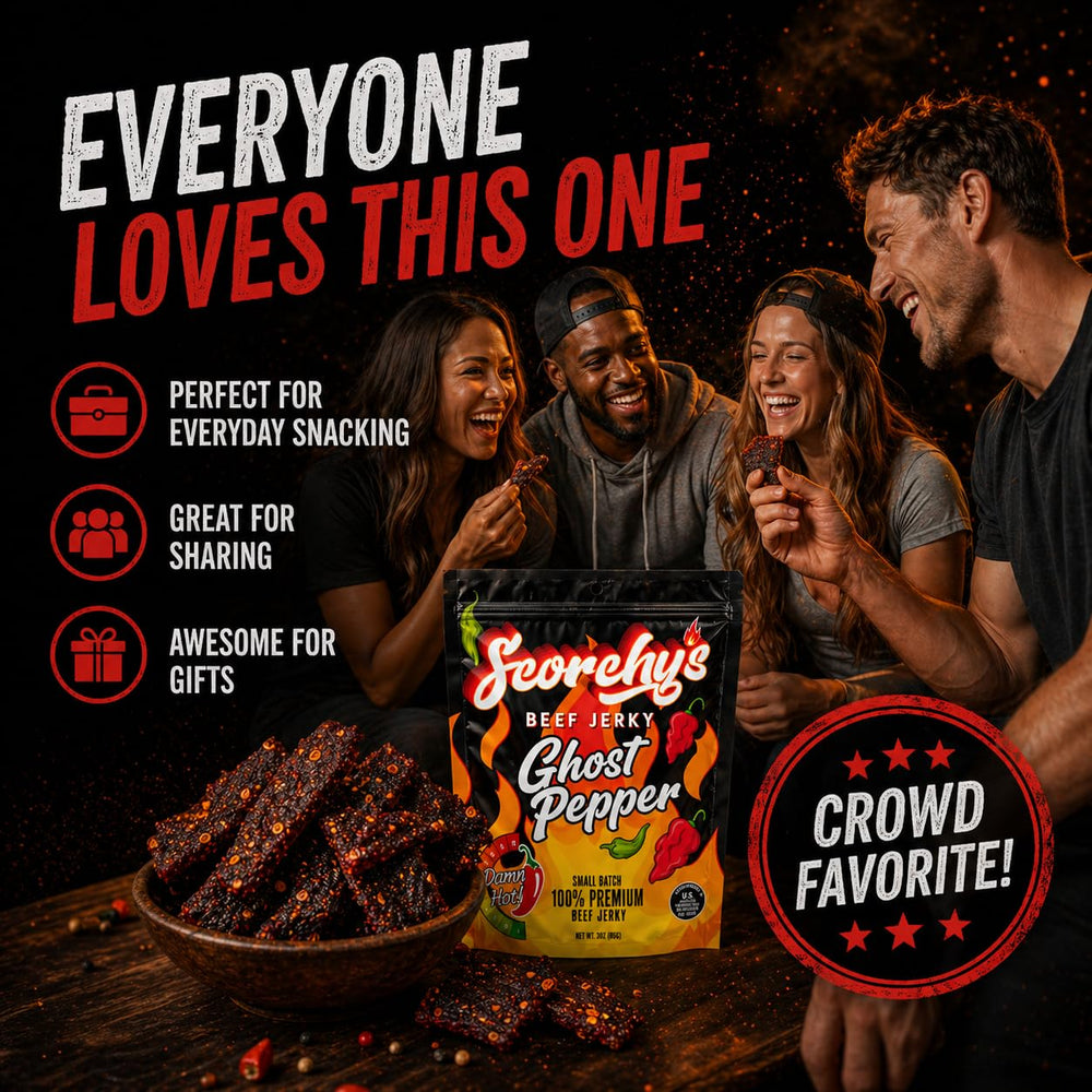 Scorchy's Jerky cierre hermético en bolsa para conservar frescura