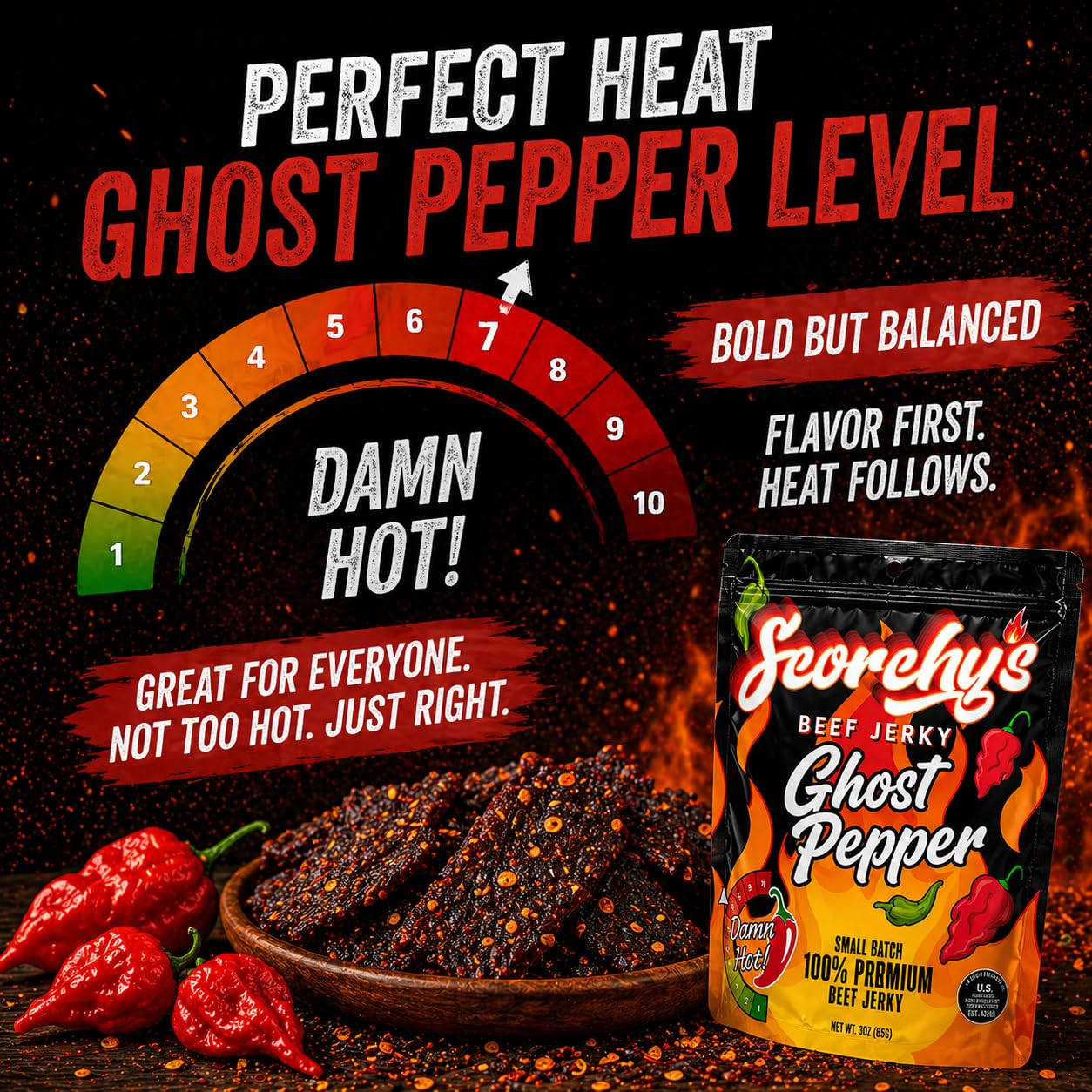 Scorchy's Jerky bolsa dentro de mochila, perfecto para camping