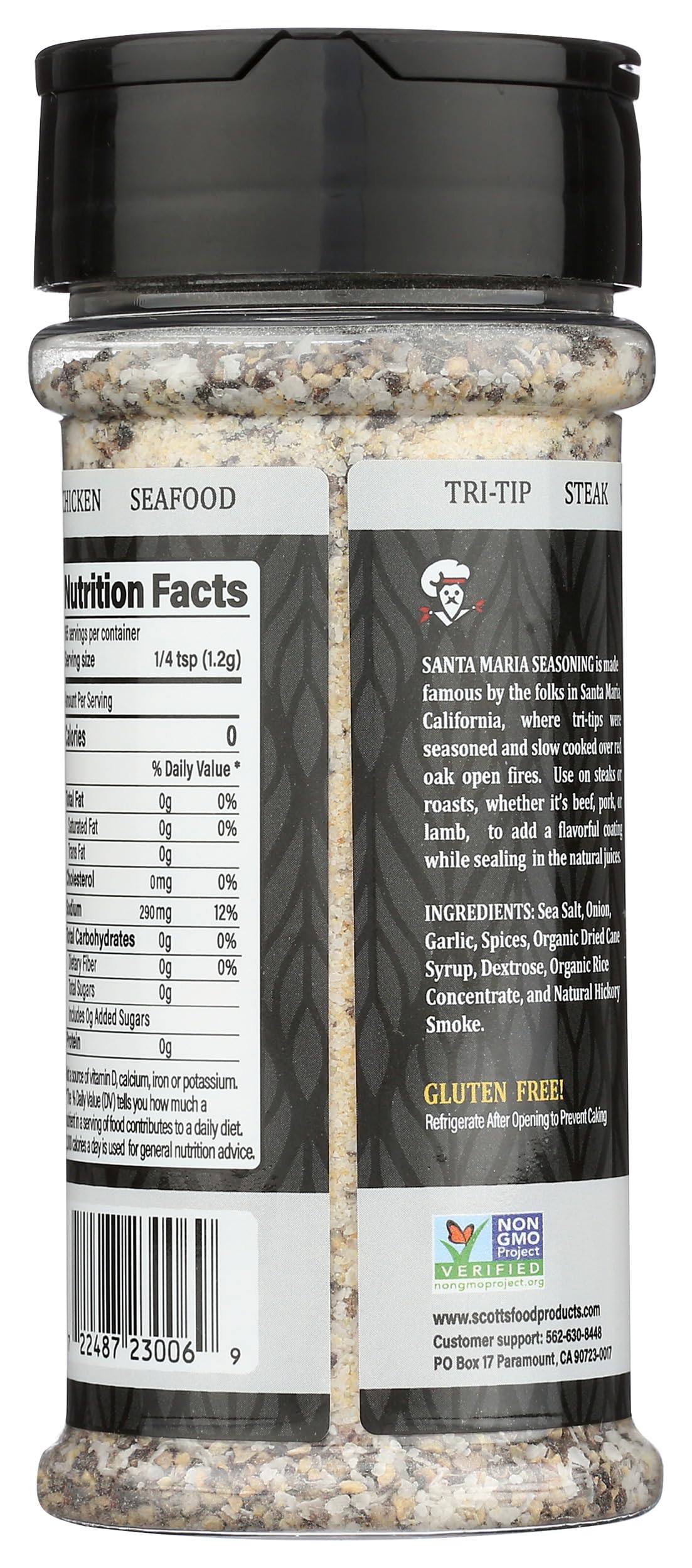 SCOTTS FOOD PRODUCTS sazonador aplicado sobre filete en parrilla, sabor intenso