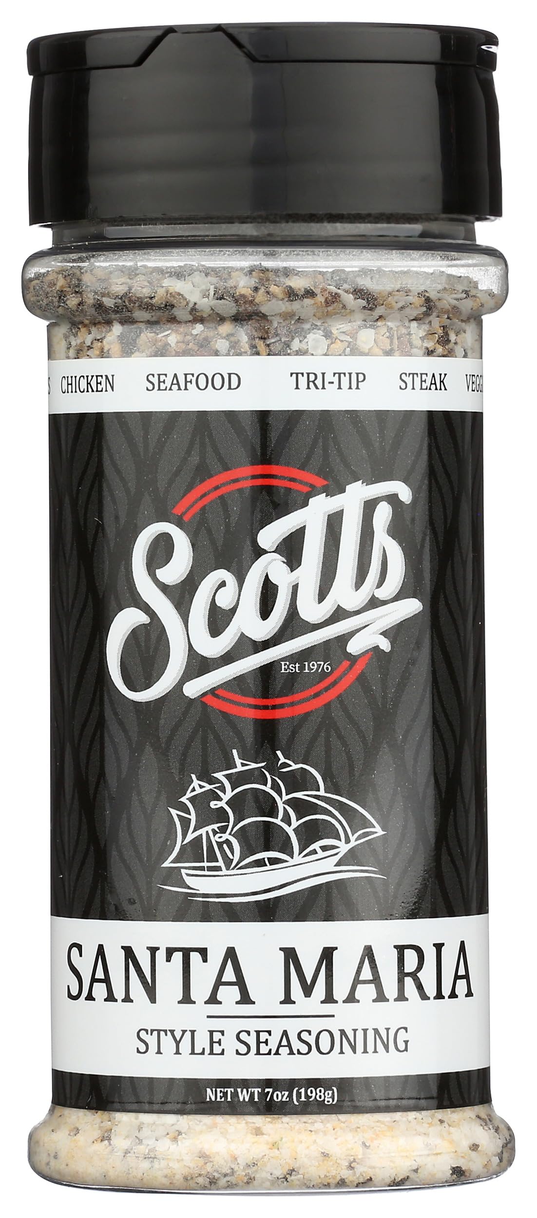 SCOTTS FOOD PRODUCTS frasco frontal 7 oz con etiqueta clara, ideal para parrilla