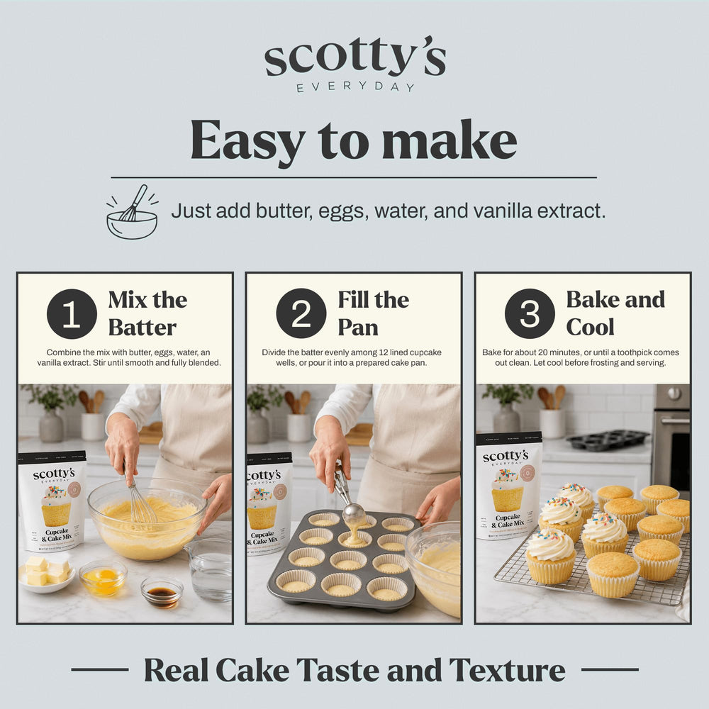 Scotty's Everyday cupcakes en mesa de fiesta, opción keto para eventos